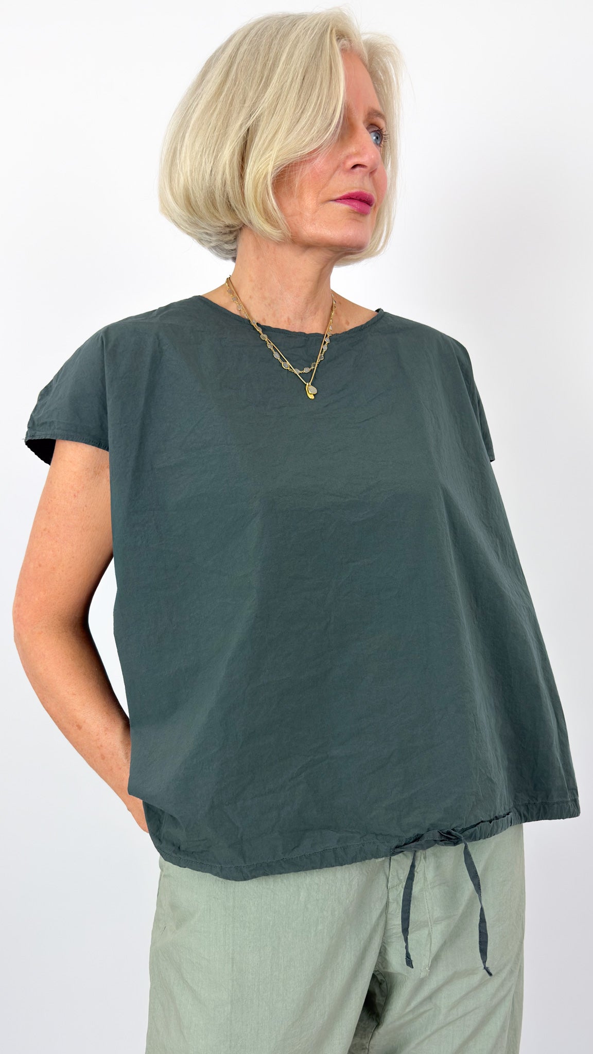 Album Di Famiglia 12_157 TC Drawstring Top Thyme