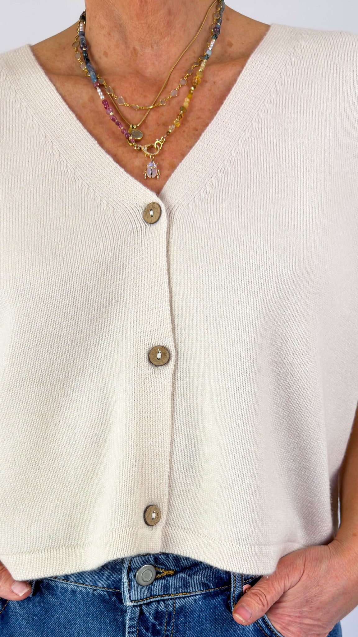 Cordelia James Nano Mix Cardigan Ivory