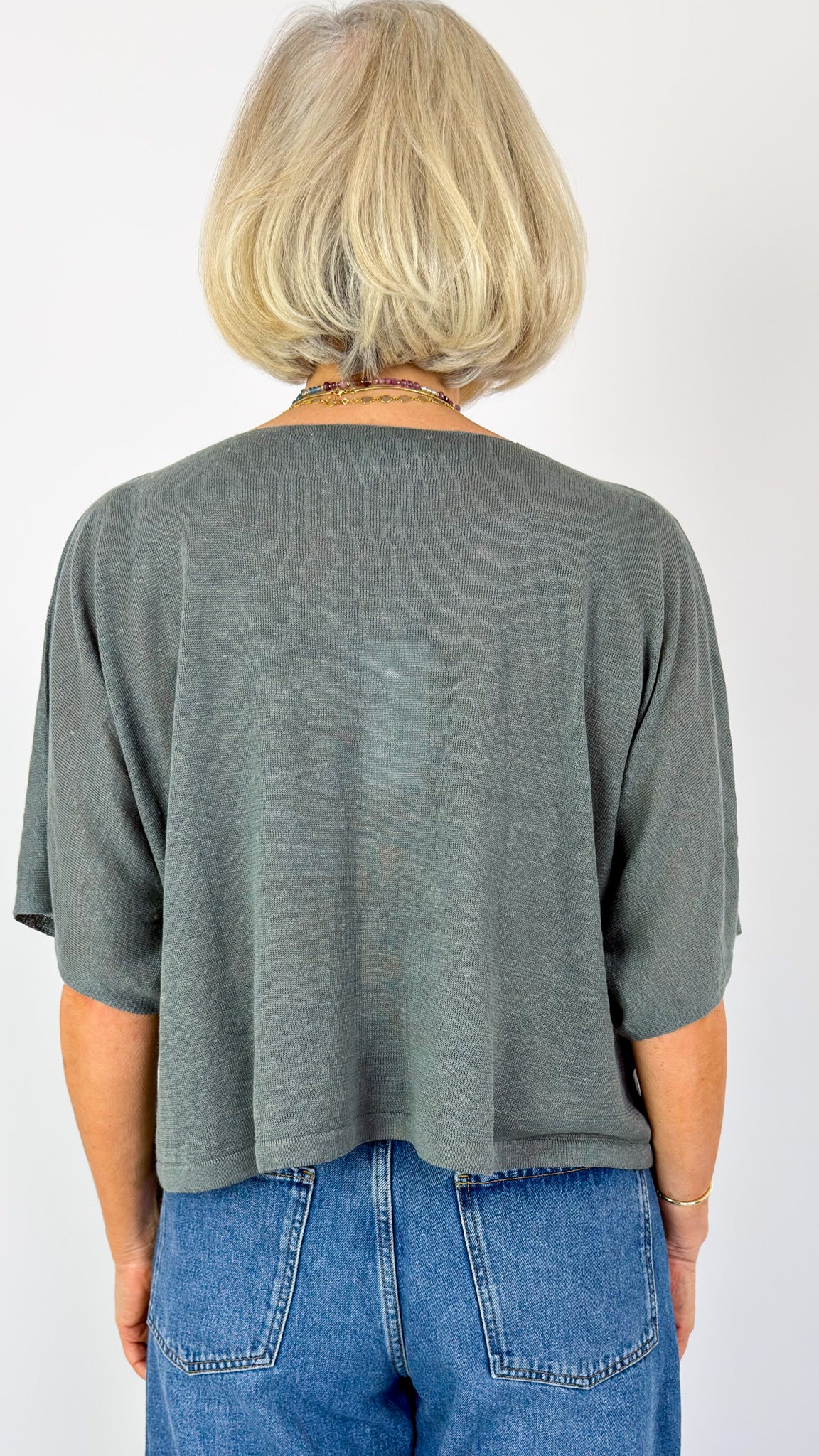 Cordelia James Nano Linen Cardigan Smoke