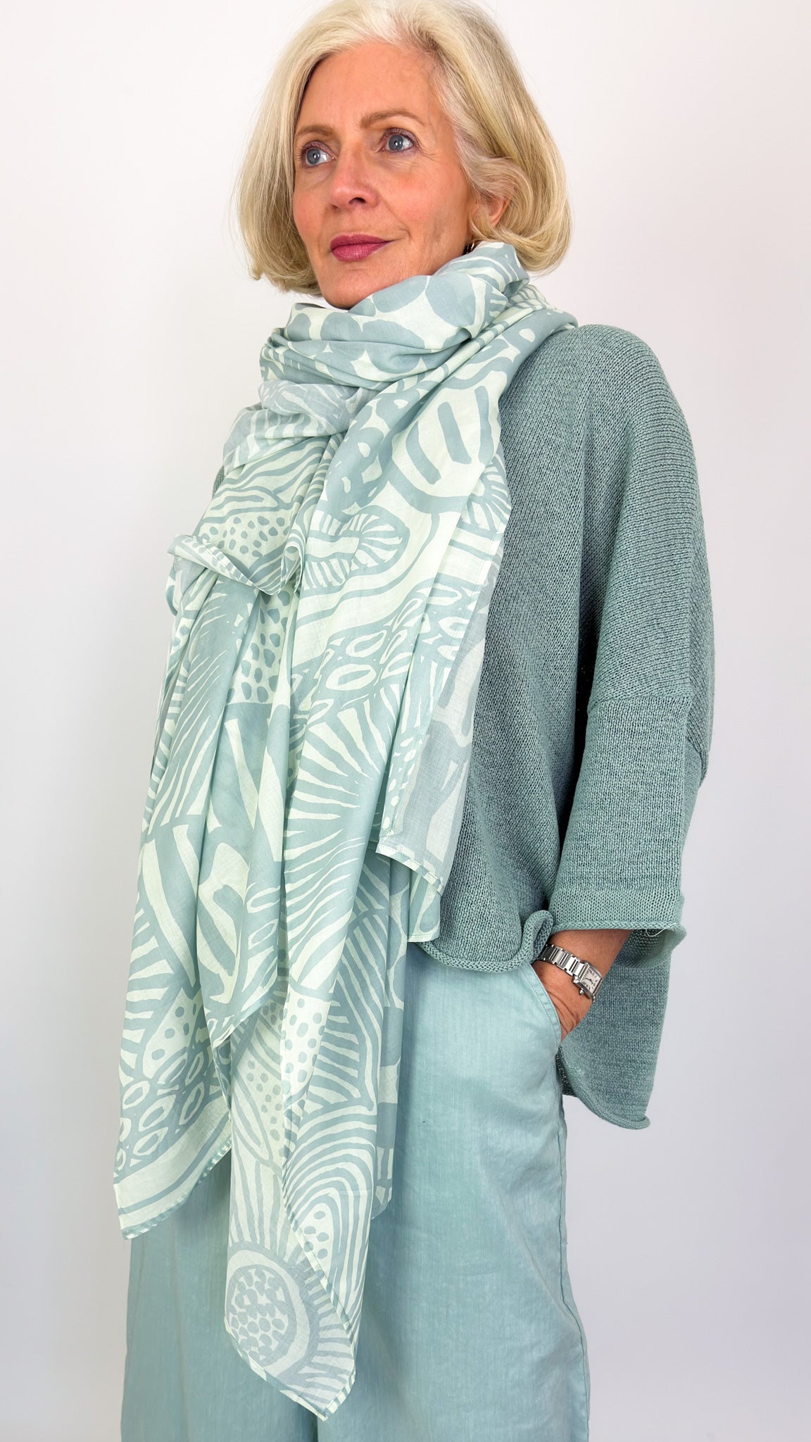 Rundholz Black Label 1408 Scarf Mint Lime Print
