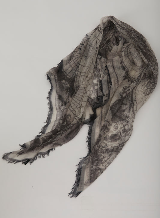 Pas De Calais 0661 Travel Print Scarf Brown PRE-ORDER