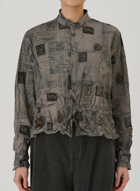 Pas De Calais 6852 Travel Print Shirt Charcoal PRE-ORDER