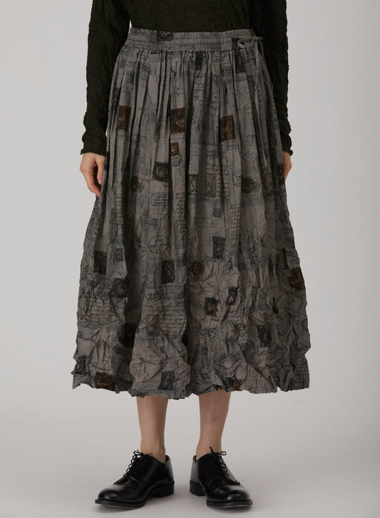 Pas De Calais 7491 Travel Print Skirt Charcoal PRE-ORDER