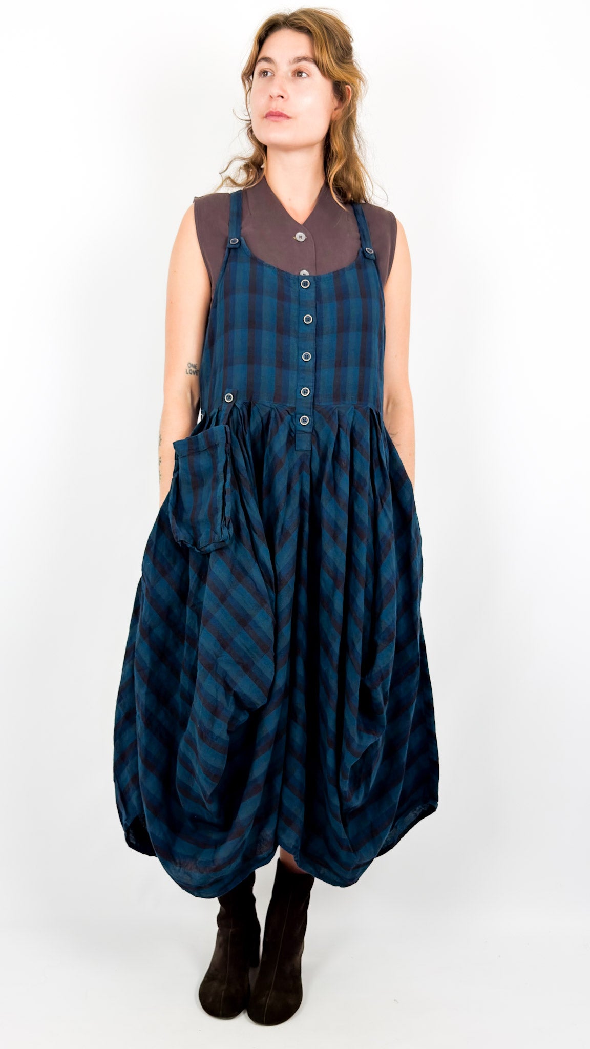 Ewa I Walla Kyra Dress Blue Check