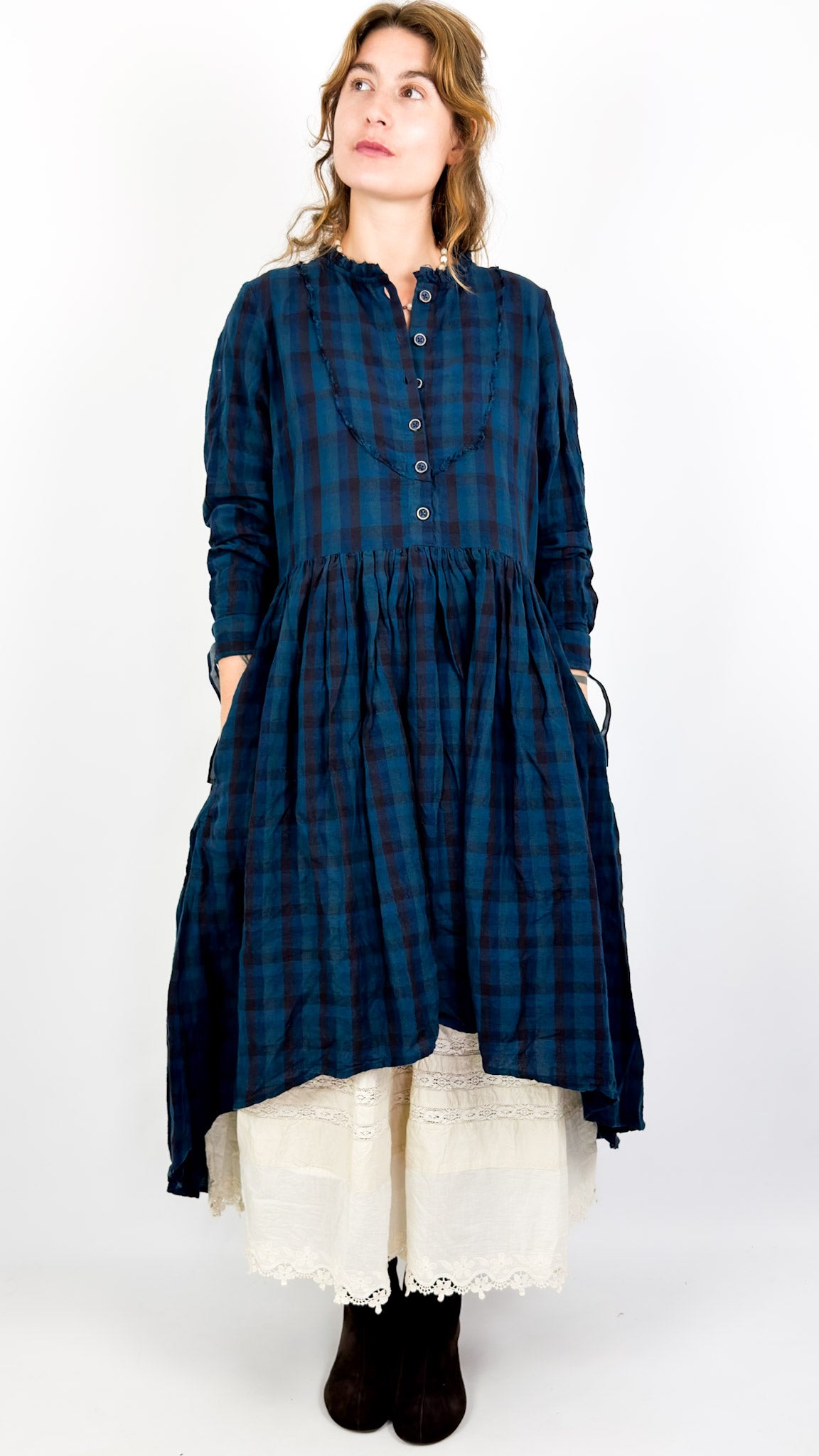 Ewa I Walla  Sally Dress Blue Check