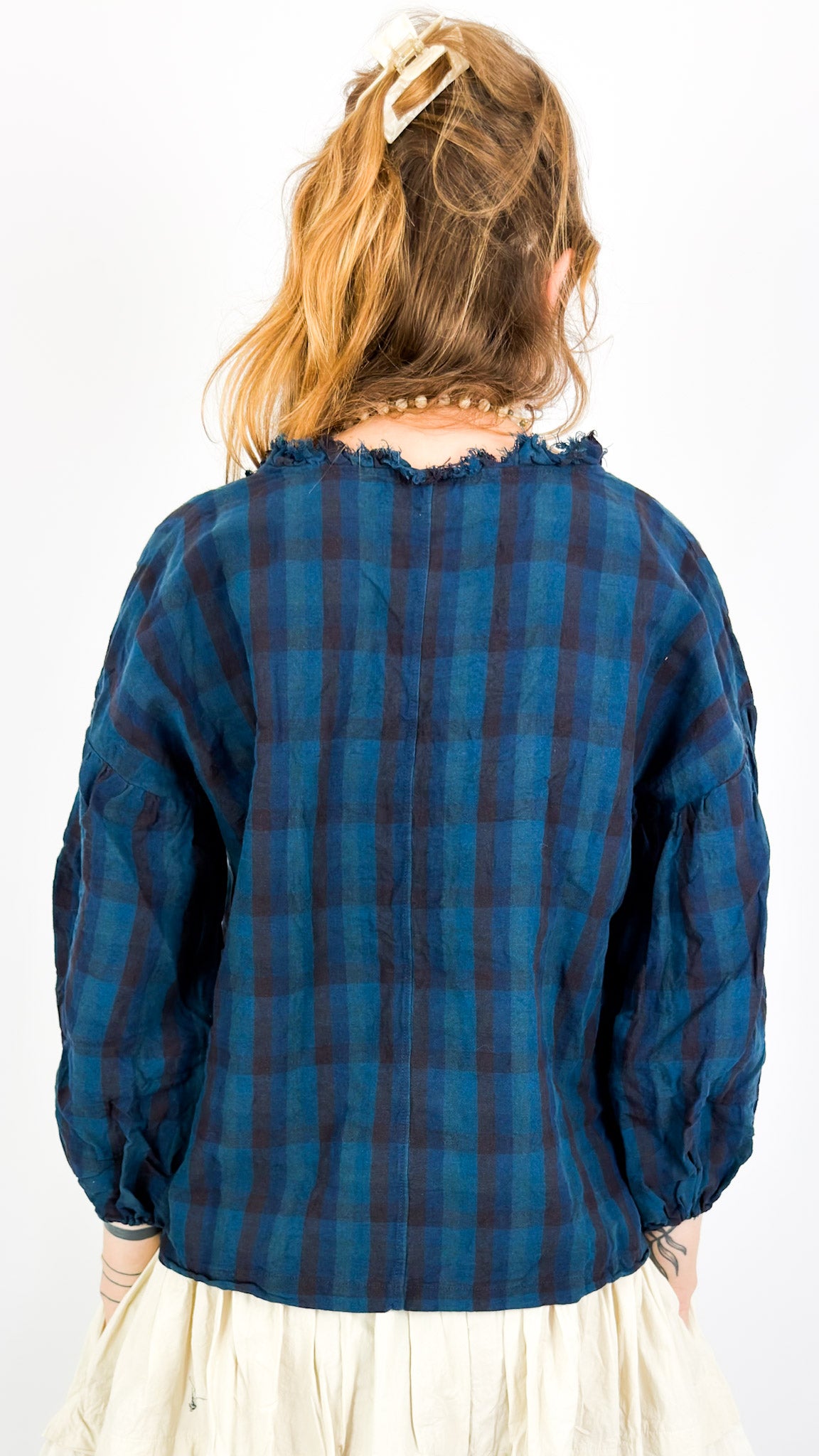 Ewa I Walla Penolope Blouse Blue Check