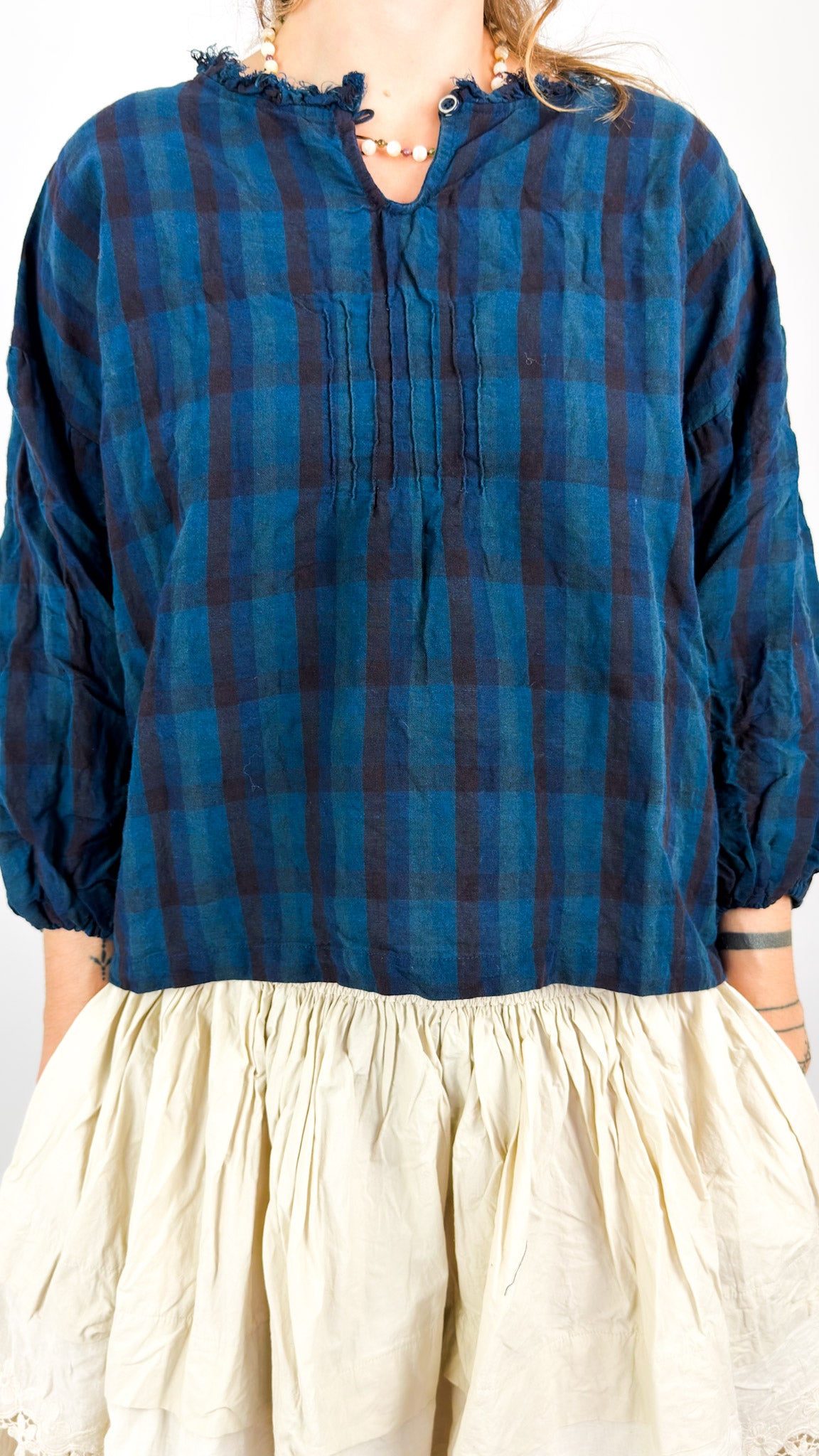 Ewa I Walla Penolope Blouse Blue Check
