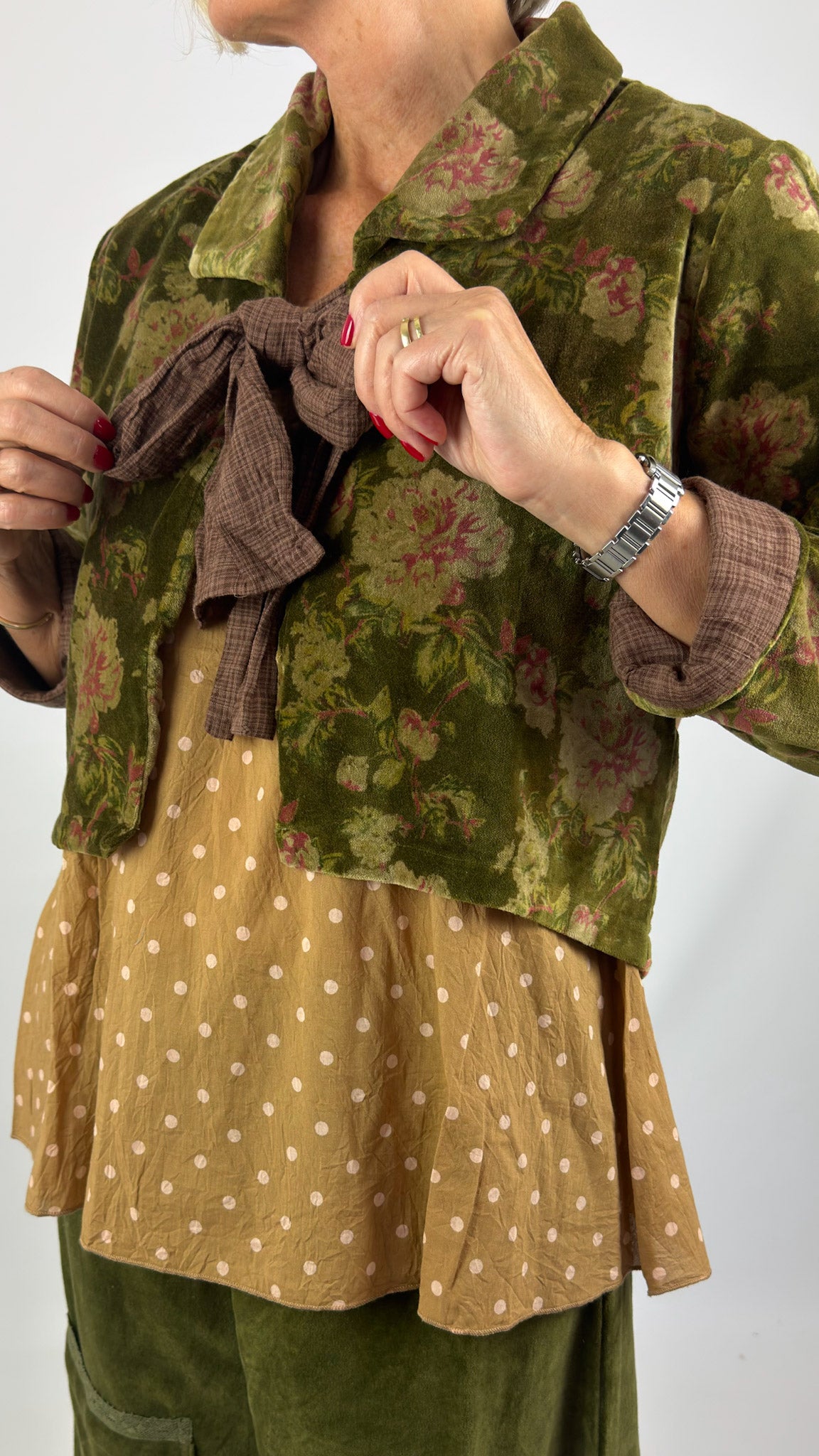 Les Ours Enoa Jacket Green Flowers