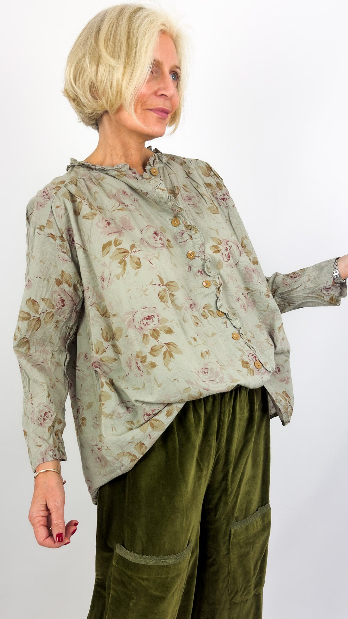 Les Ours Ari Blouse Sage Flowers