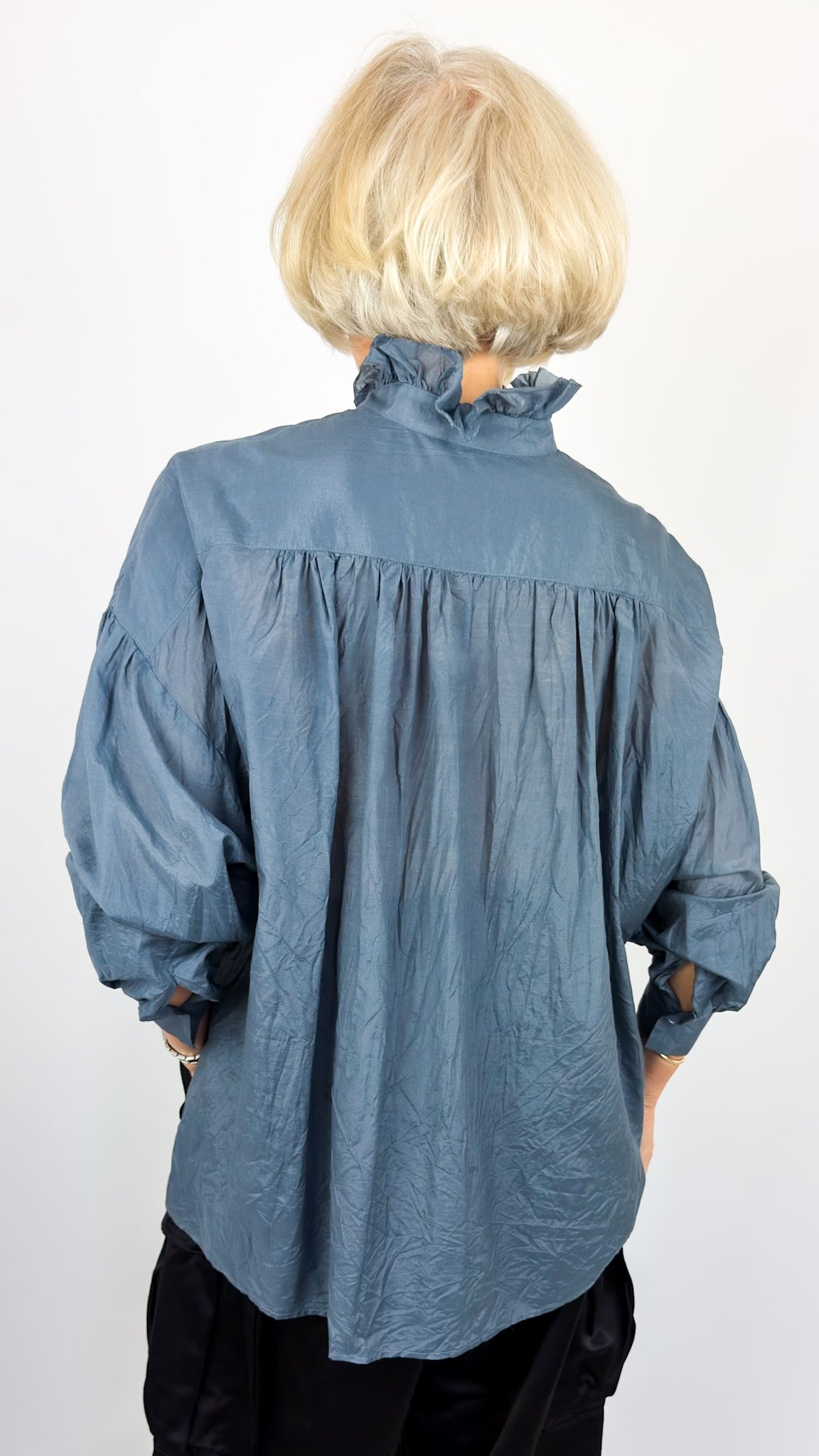 Toujours Bishop Sleeve Shirt Indigo Blue
