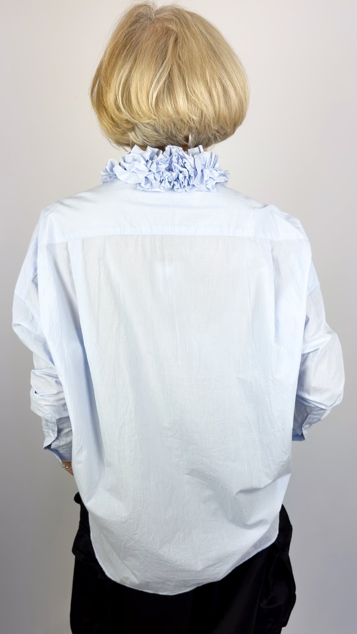 Toujours Ruffle Shirt Saxe Blue