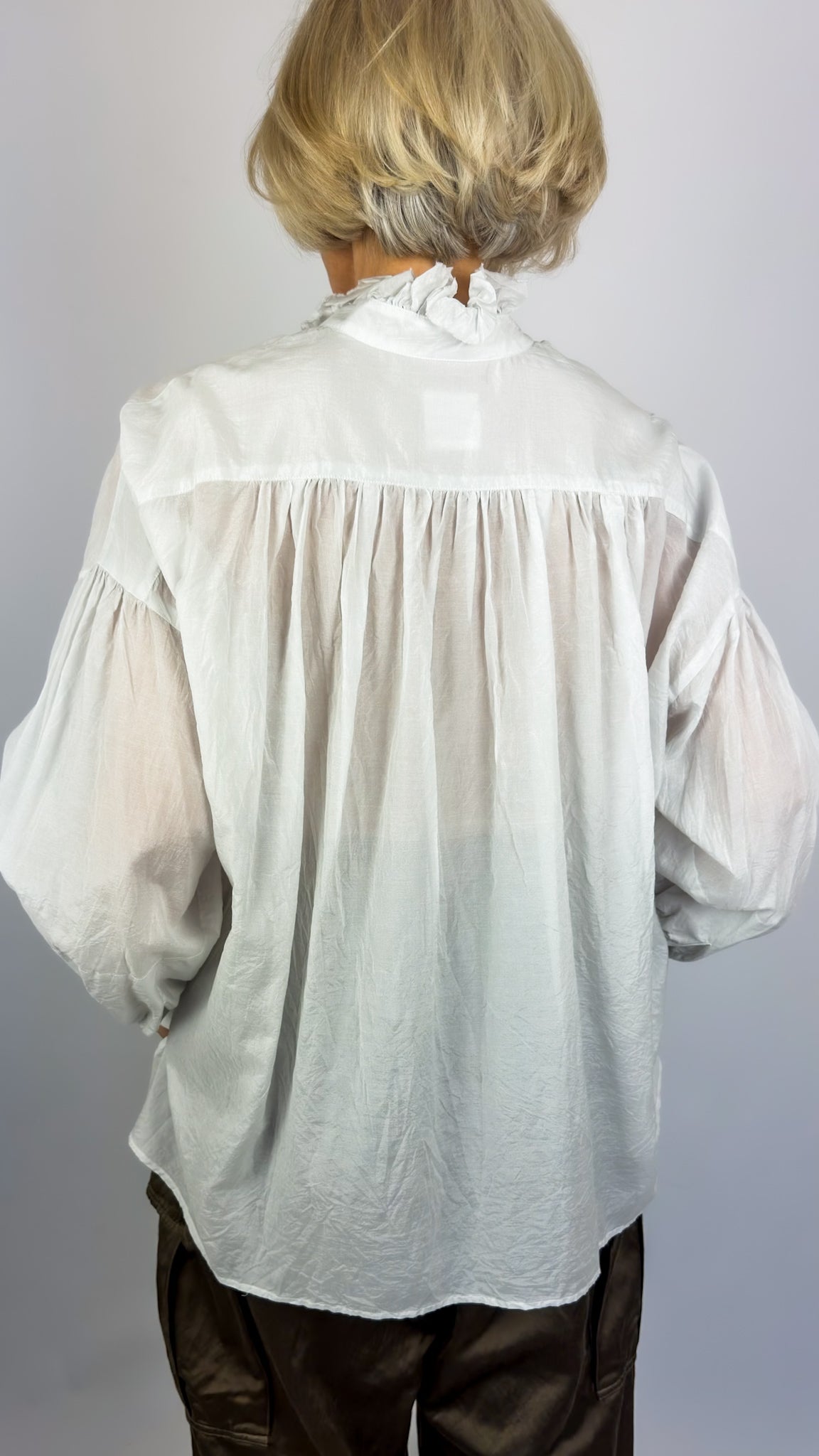 Toujours Bishop Sleeve Shirt Smoke White