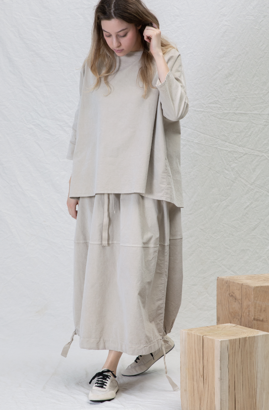 Album Di Familia Boatneck V Blouse Oatmeal PRE-ORDER