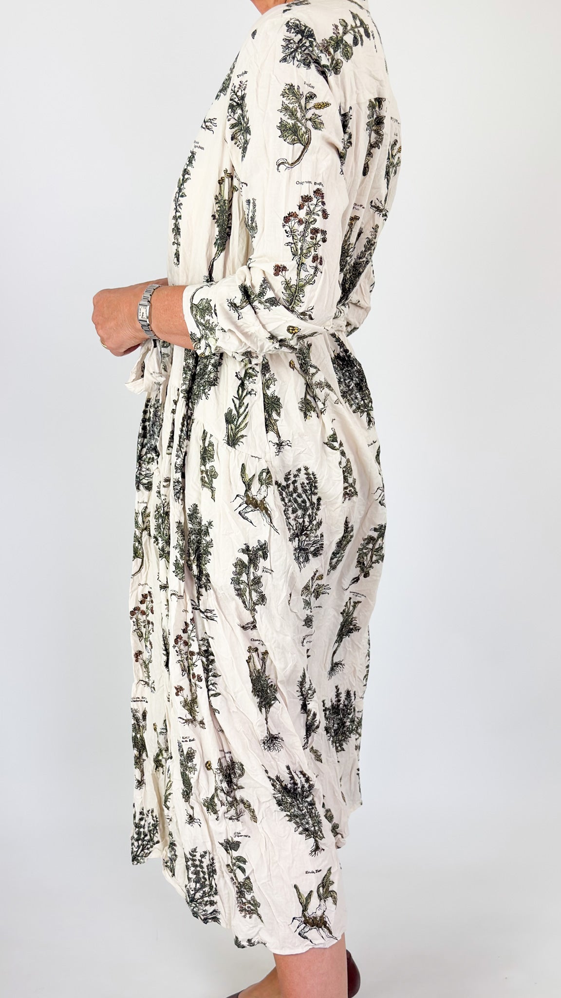 Pas De Calais 4892 Herbal Print Dress Ivory