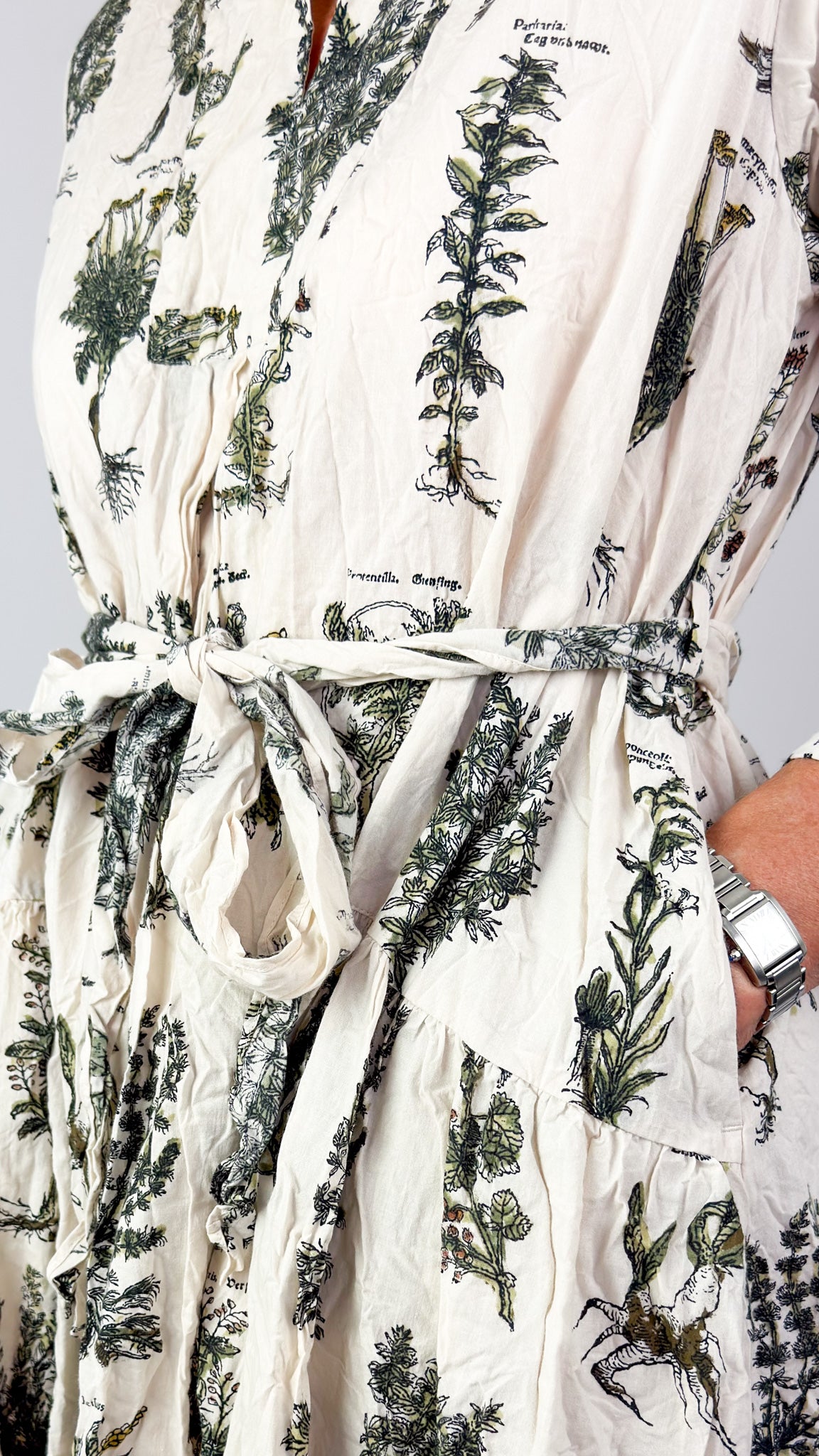 Pas De Calais 4892 Herbal Print Dress Ivory
