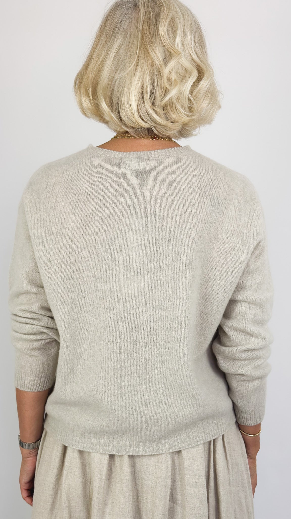 Pas De Calais 2711 Crewneck Cardigan Greige