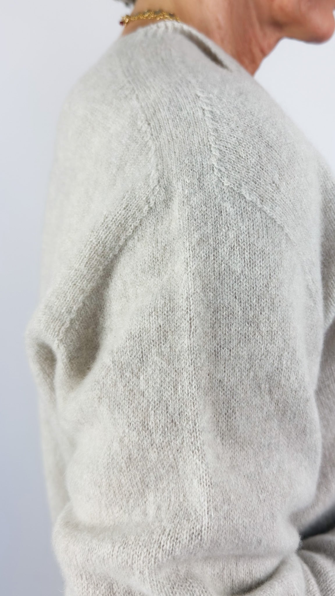 Pas De Calais 2711 Crewneck Cardigan Greige