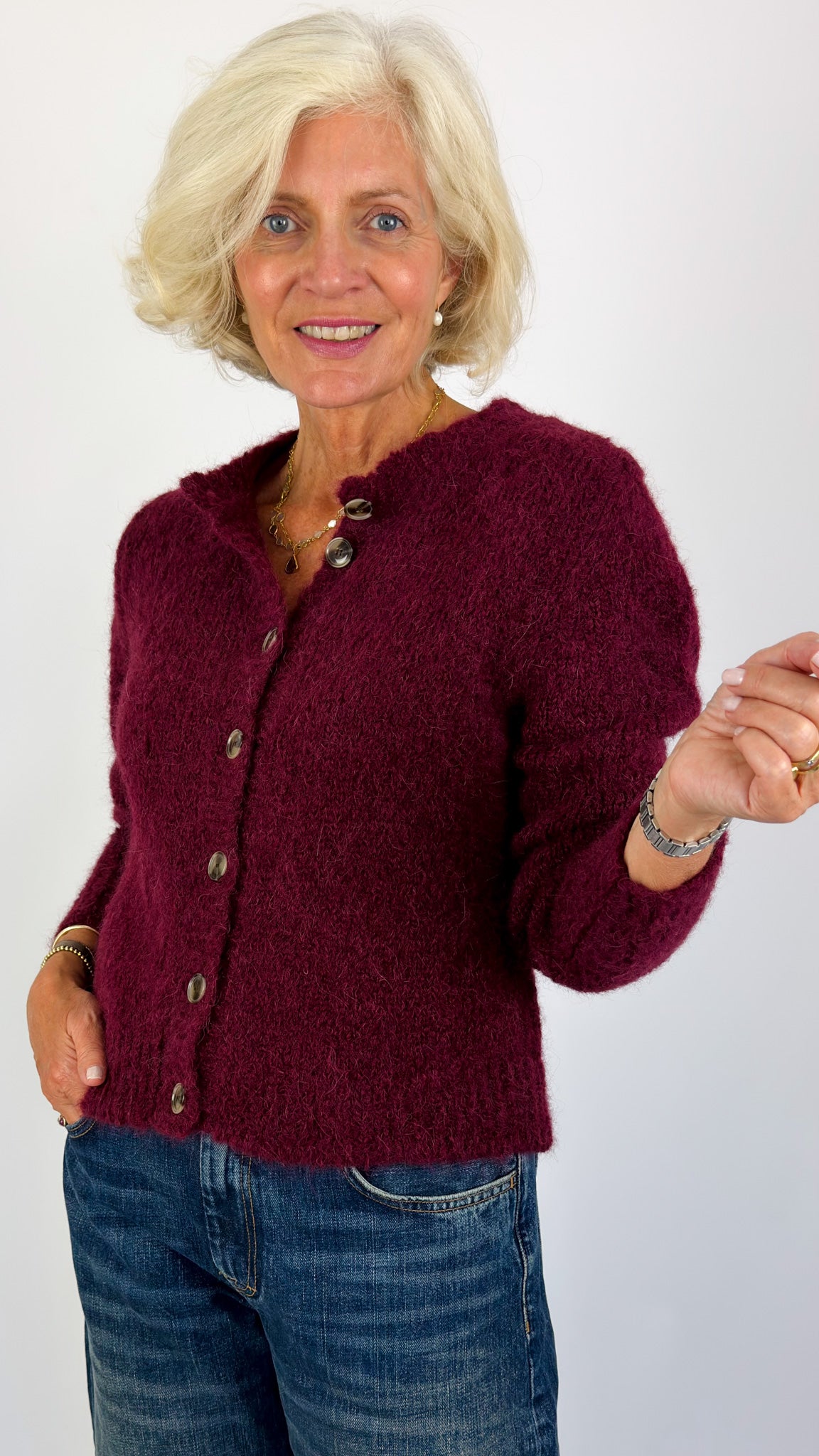 Sibin Linnegjerg Tallulah Cardigan Burgundy