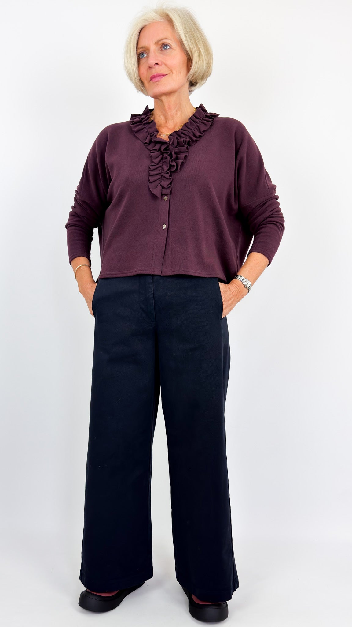 Neirami 303 Ruched Cardigan Fig
