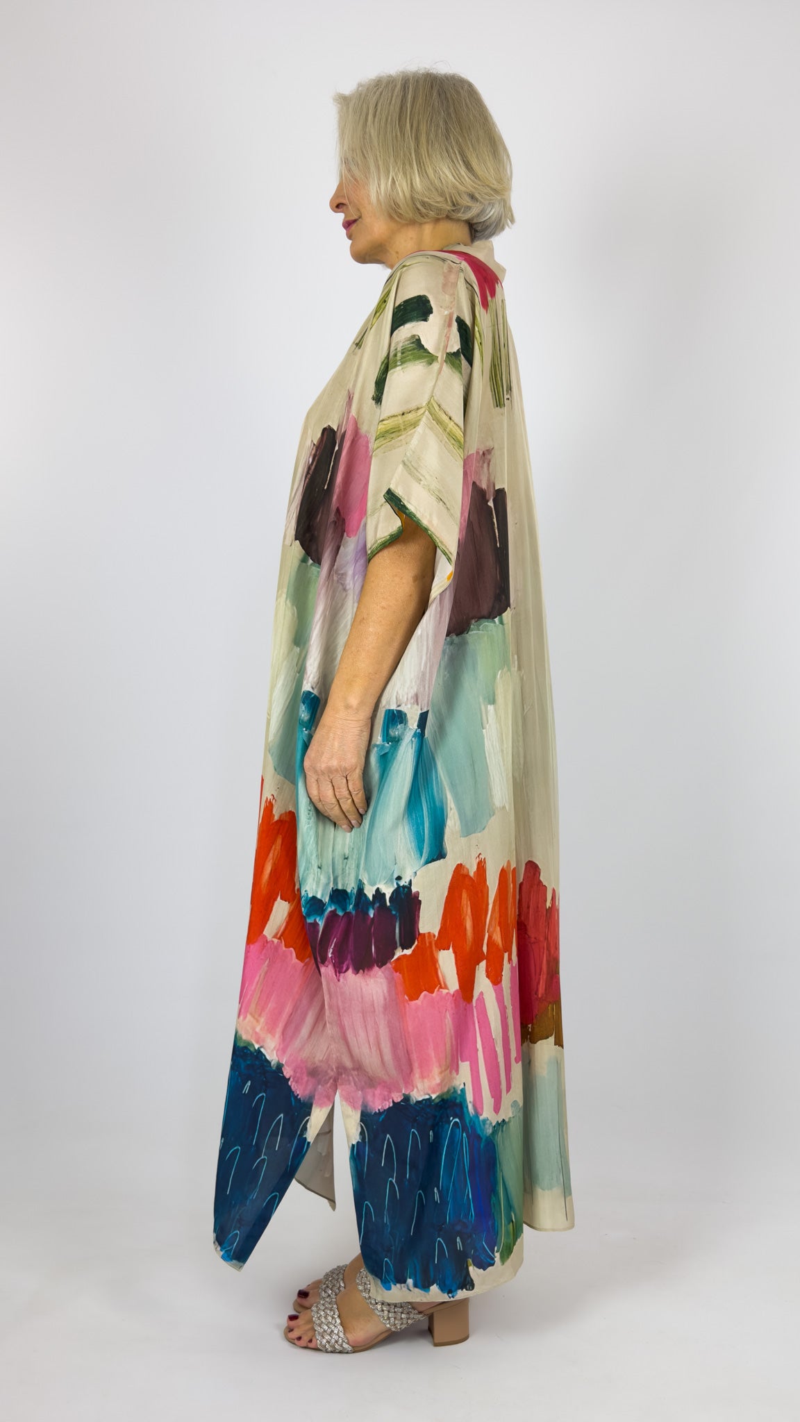 Beetroot Kiseki Kaftan Dress Silk Stroke