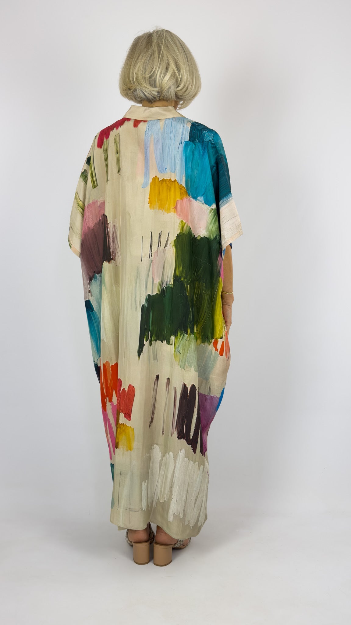 Beetroot Kiseki Kaftan Dress Silk Stroke
