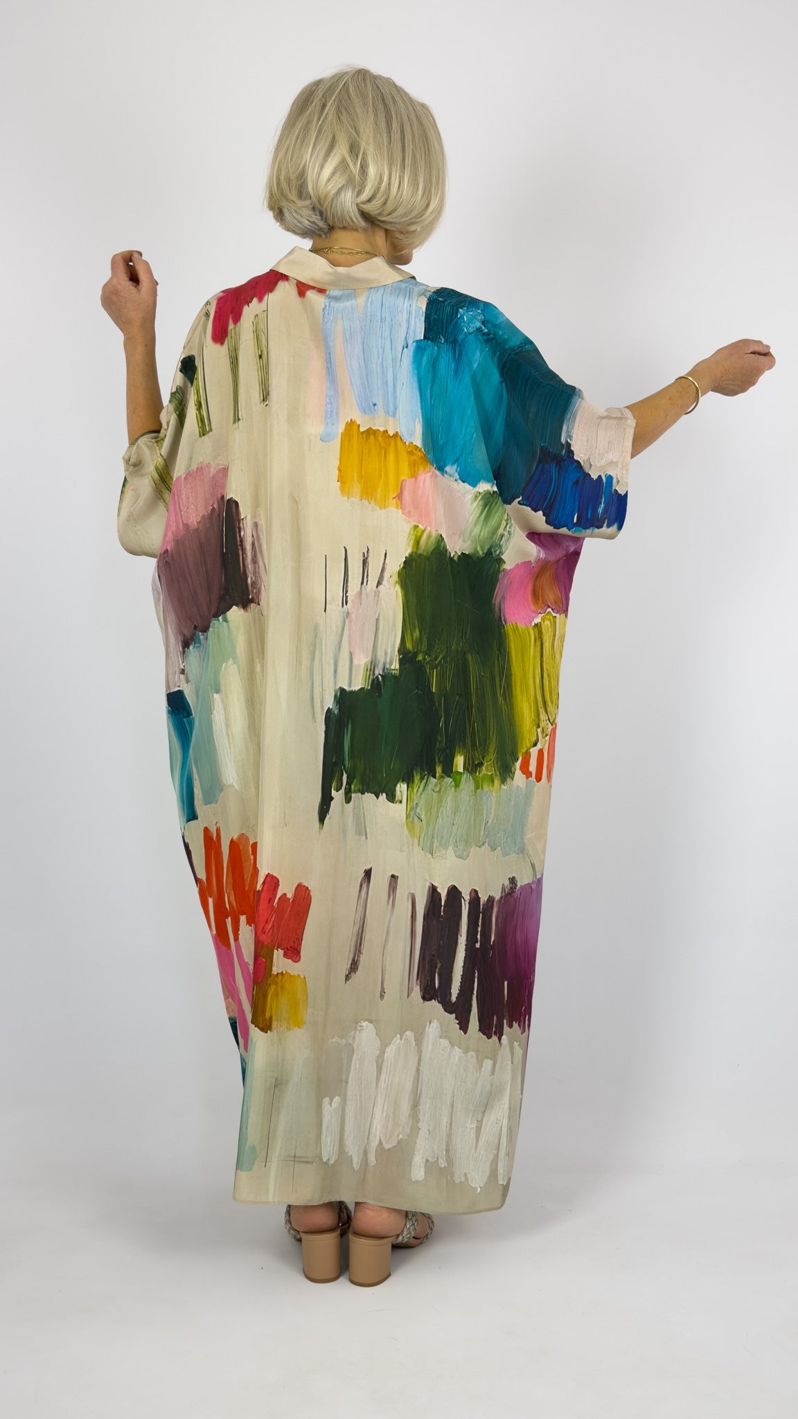 Beetroot Kiseki Kaftan Dress Silk Stroke