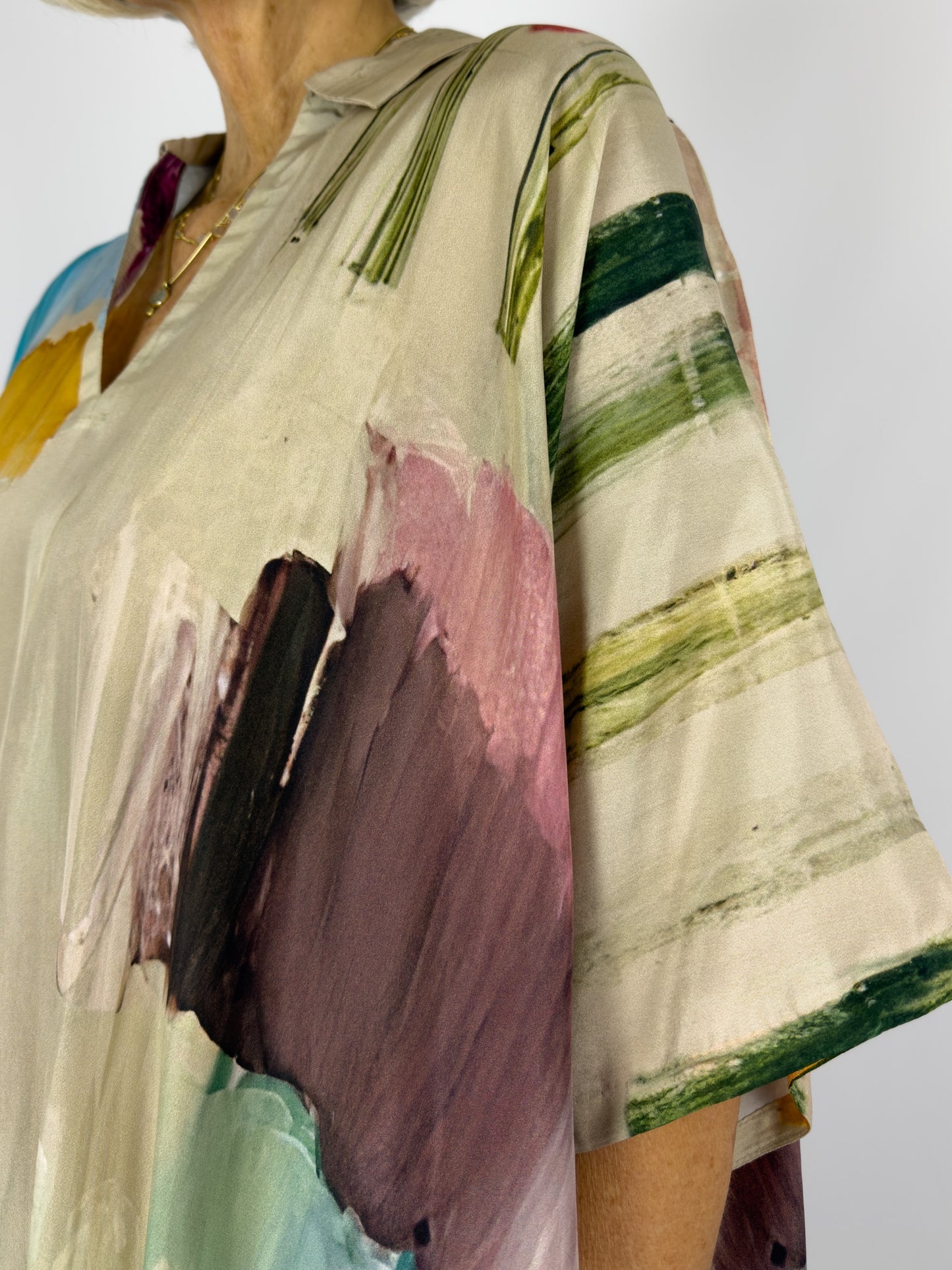 Beetroot Kiseki Kaftan Dress Silk Stroke
