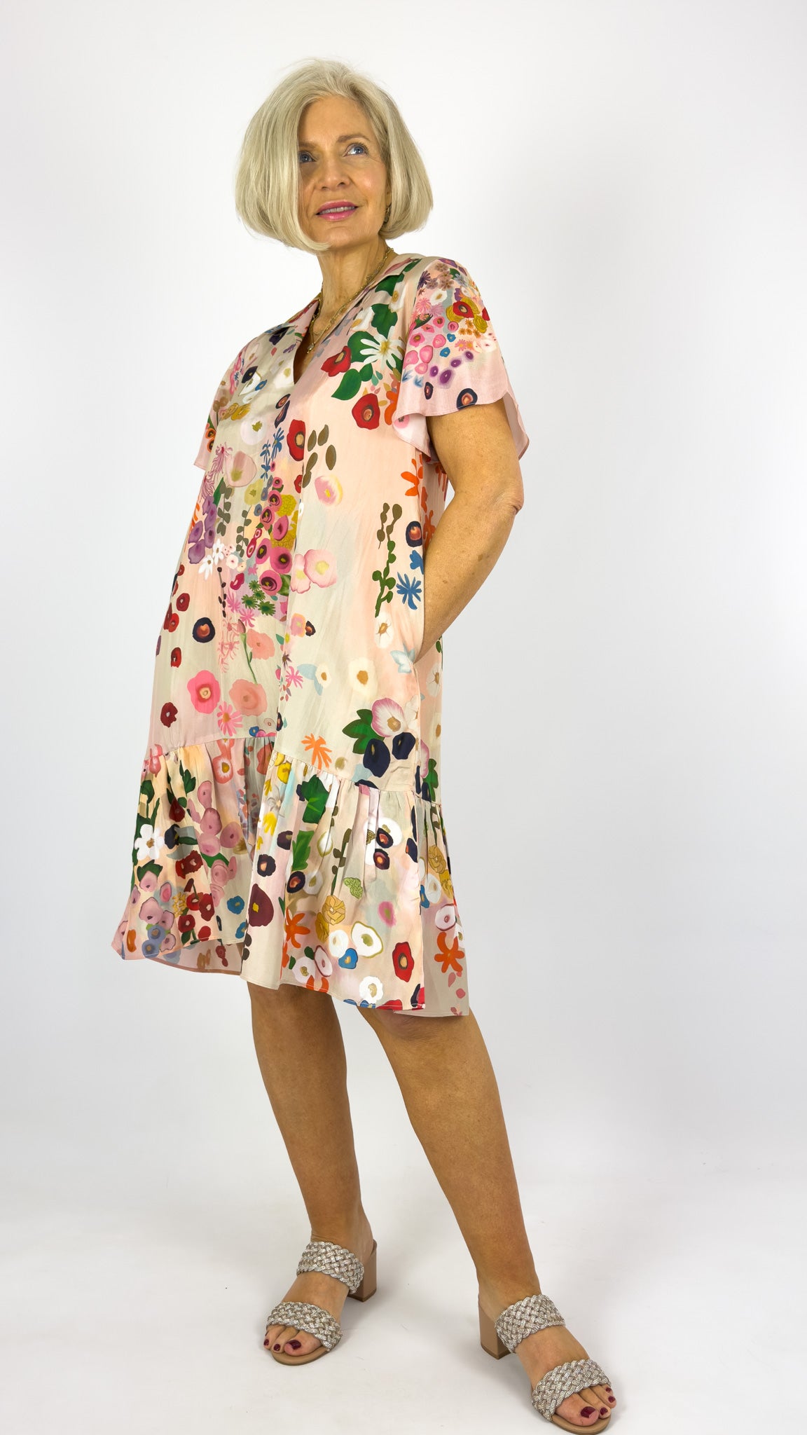 Beetroot Haruki Dress Floral Garland