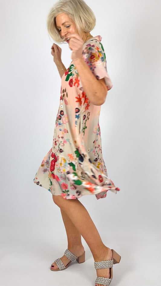 Beetroot Haruki Dress Floral Garland