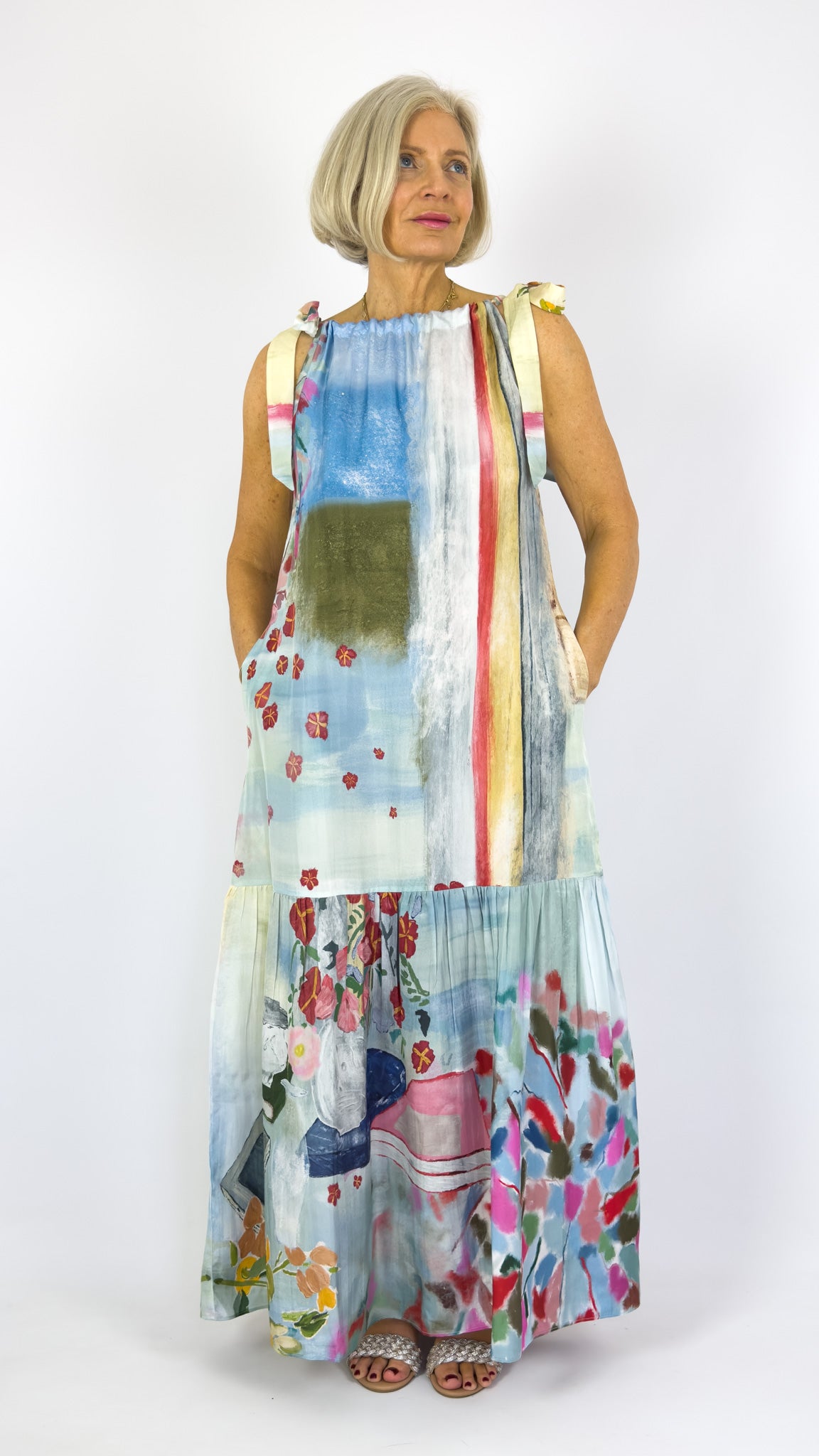 Beetroot Ikigai Dress Calligraphy Grid