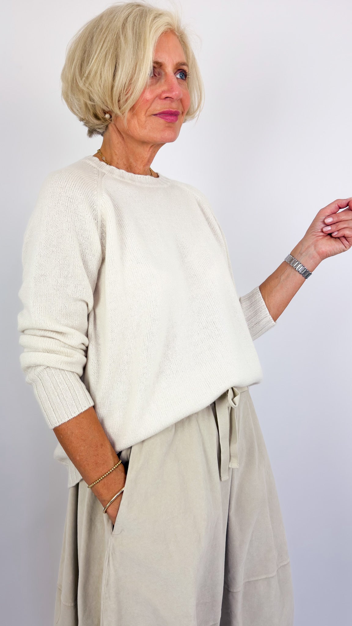 Album Di Famiglia WS Girocollo Raglan Jumper Oatmeal