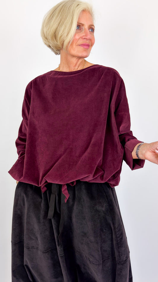 Album Di Famiglia V Drawstring Blouse Wine