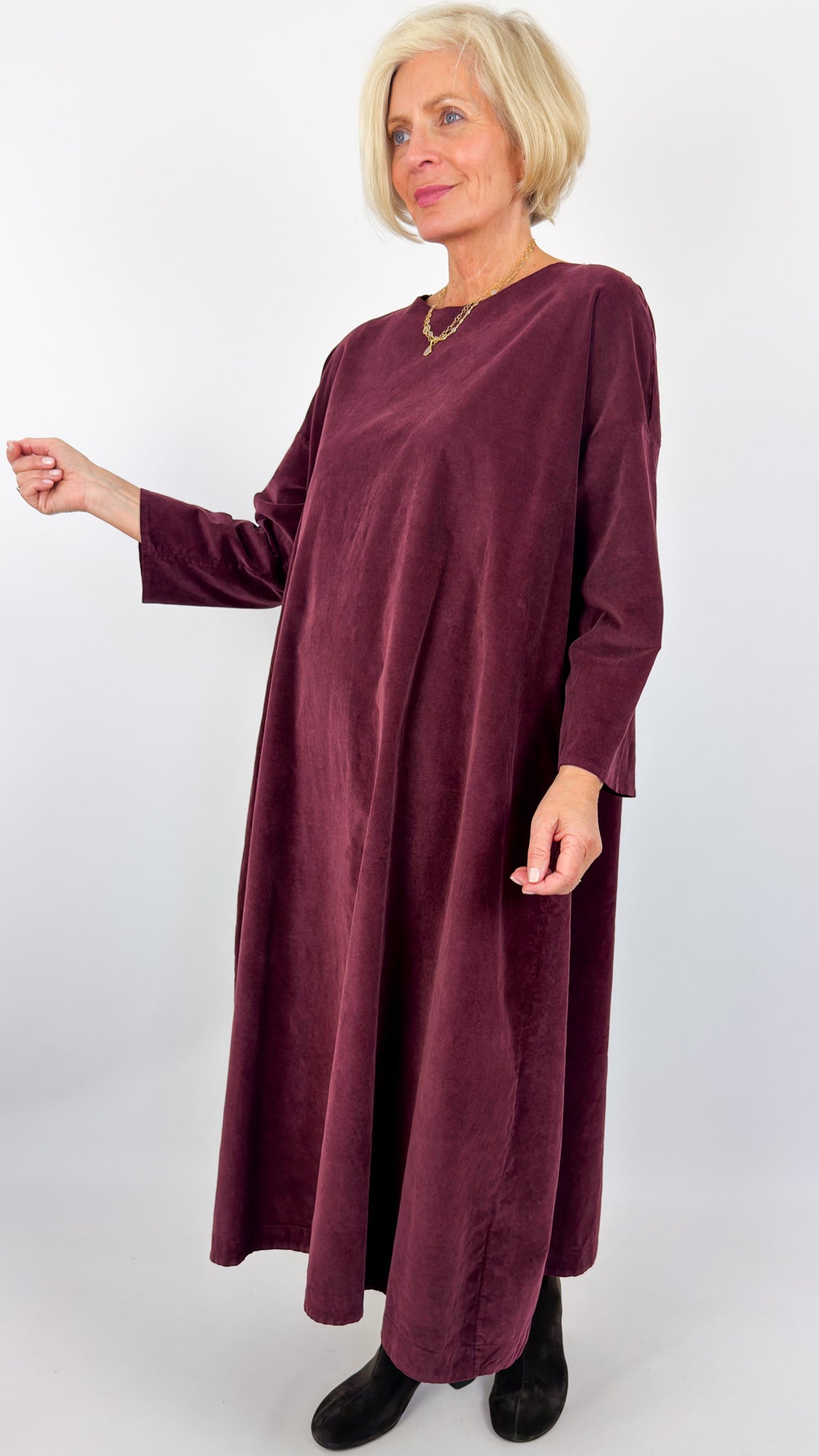 Album Di Famiglia V Loose Dress Wine