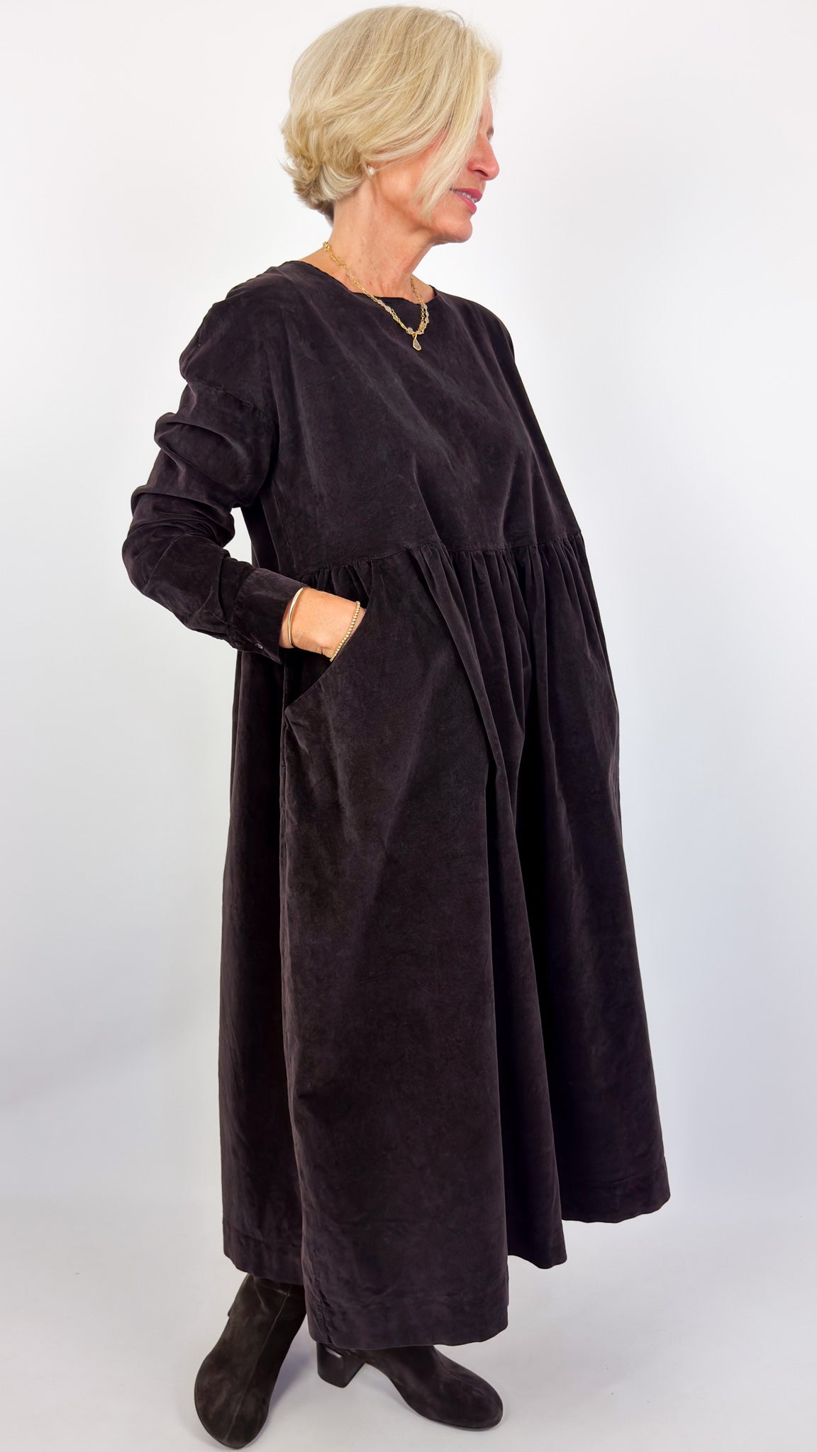 Album Di Famiglia V Round-Neck Dress Brown