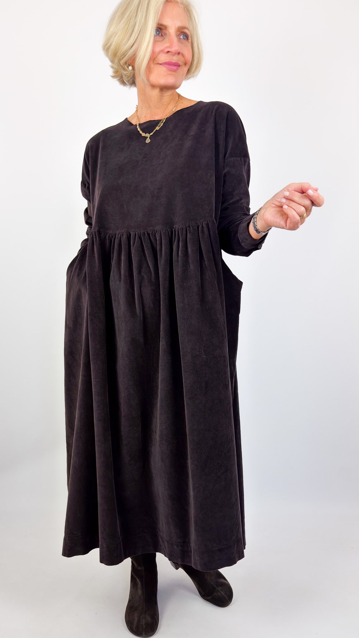 Album Di Famiglia V Round-Neck Dress Brown