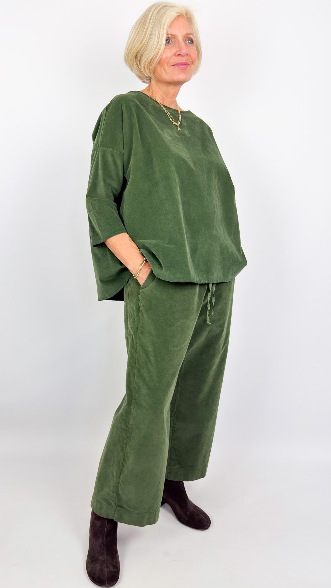 Album Di Famiglia Boatneck V Blouse Forest