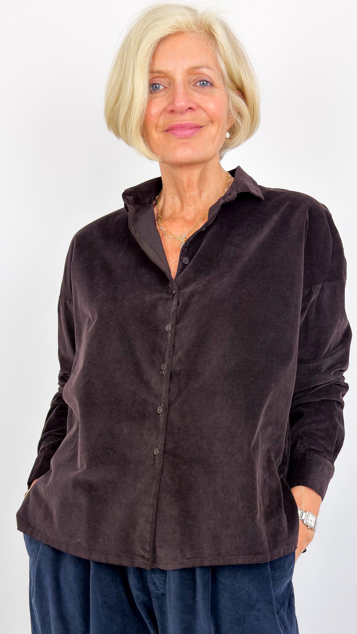 Album Di Famiglia V Collar Shirt Brown