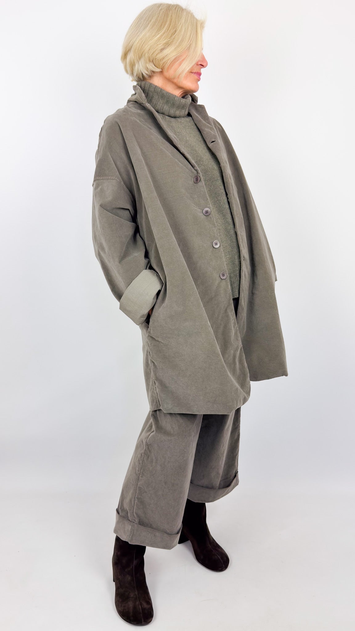 Album Di Famiglia V Long Blazer Taupe
