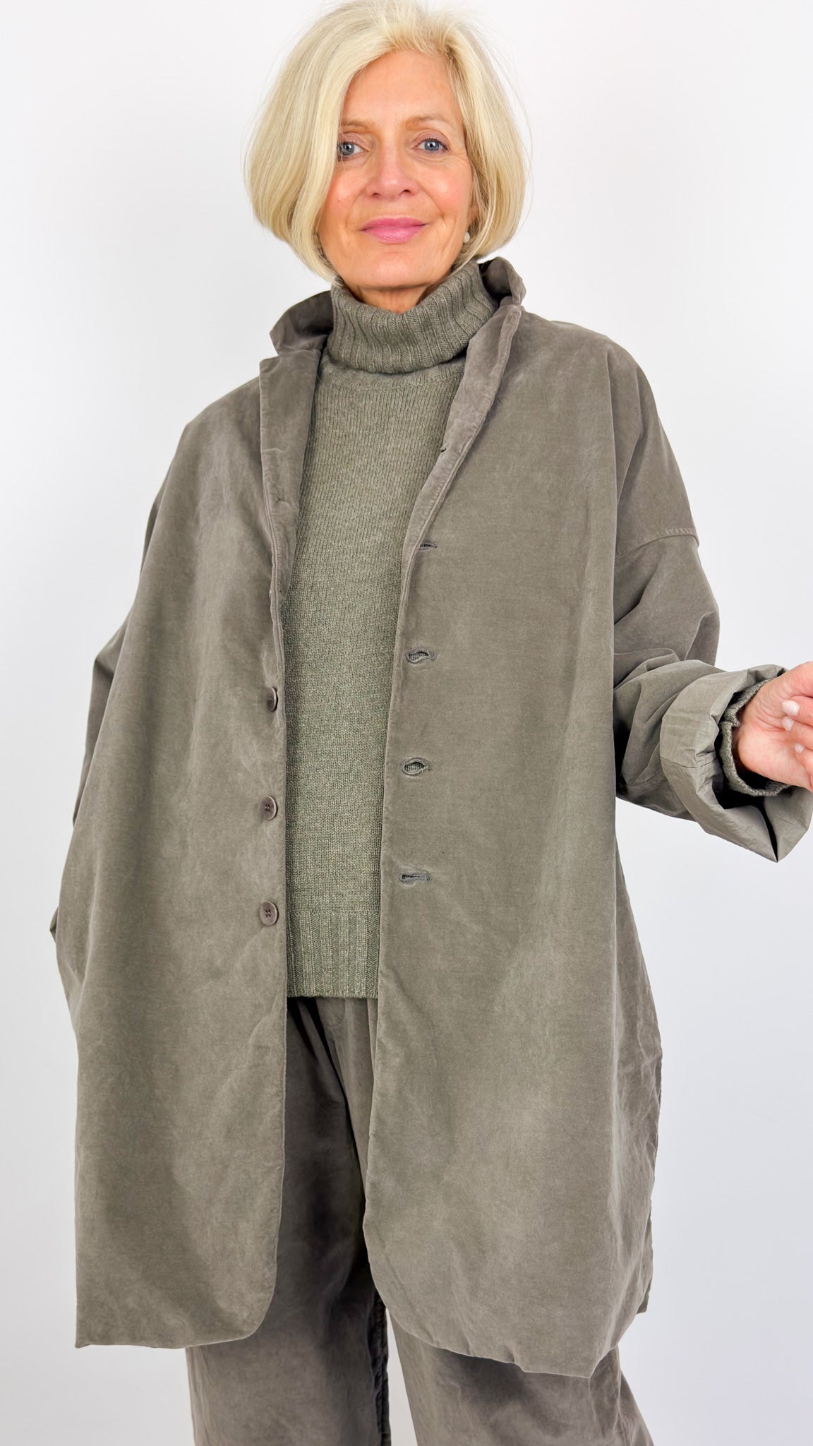 Album Di Famiglia V Long Blazer Taupe