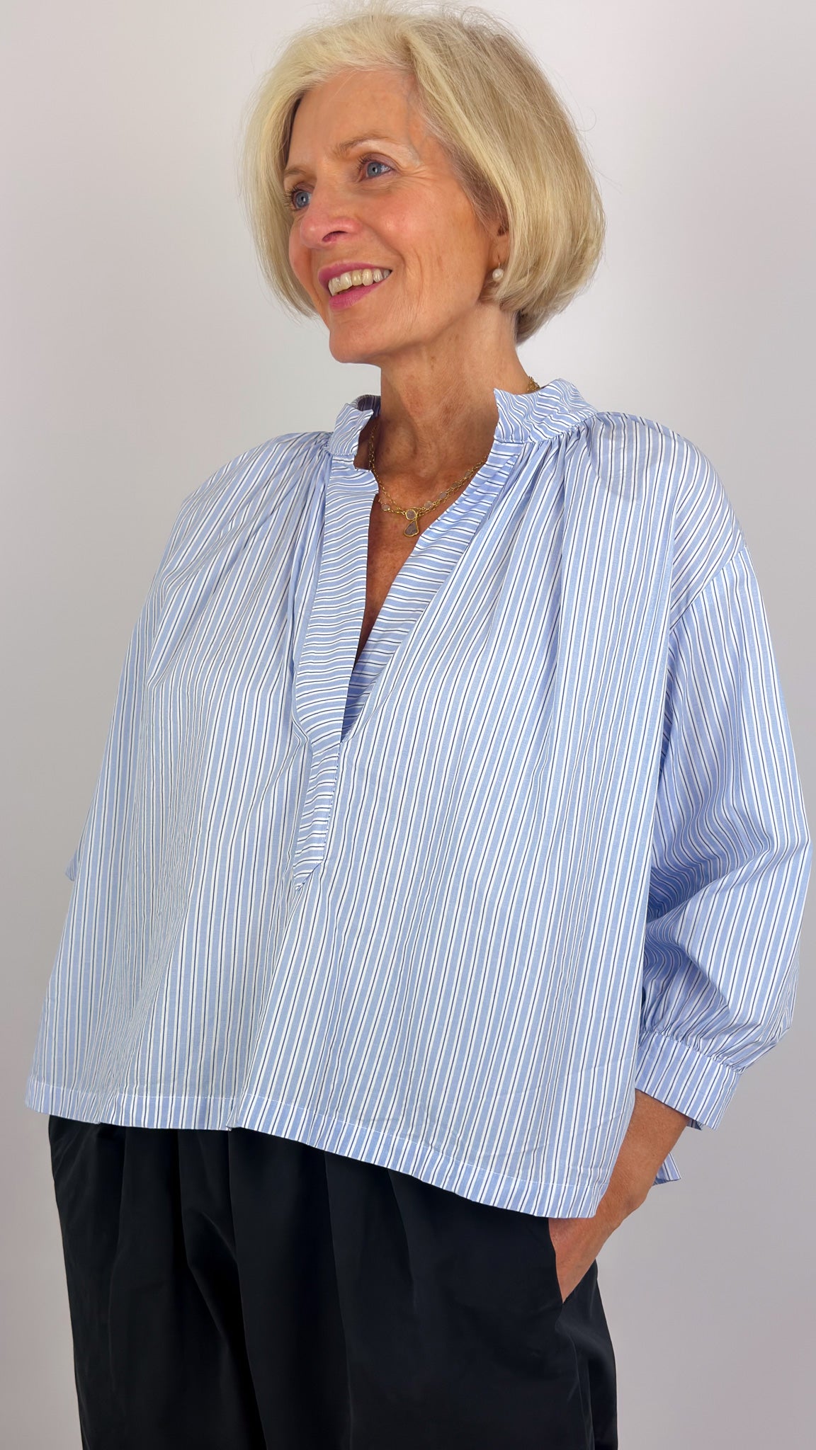 Gallego Desportes 413 Blouse Blue Stripe