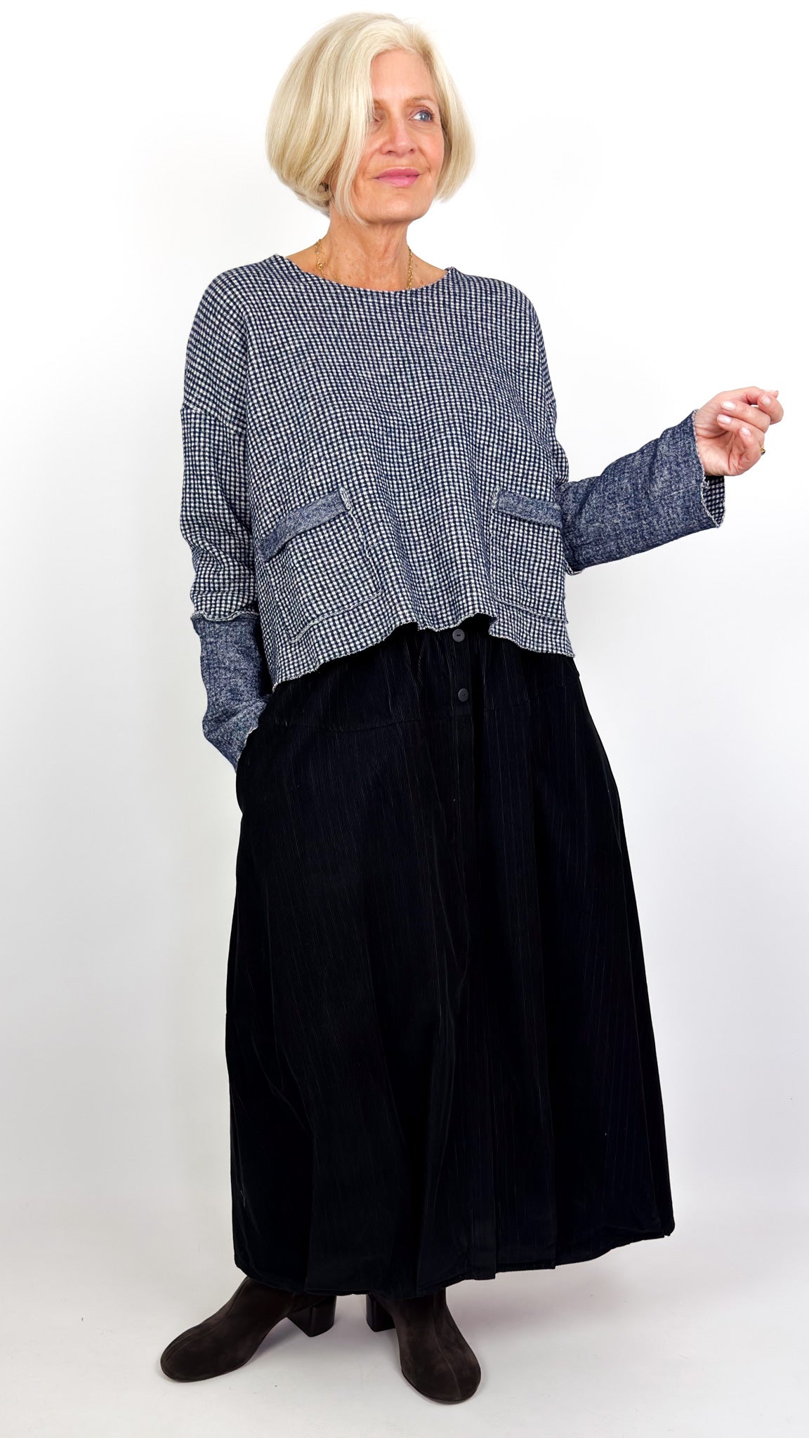 Barbara Lang VICI XXIV Blouse Navy Gingham