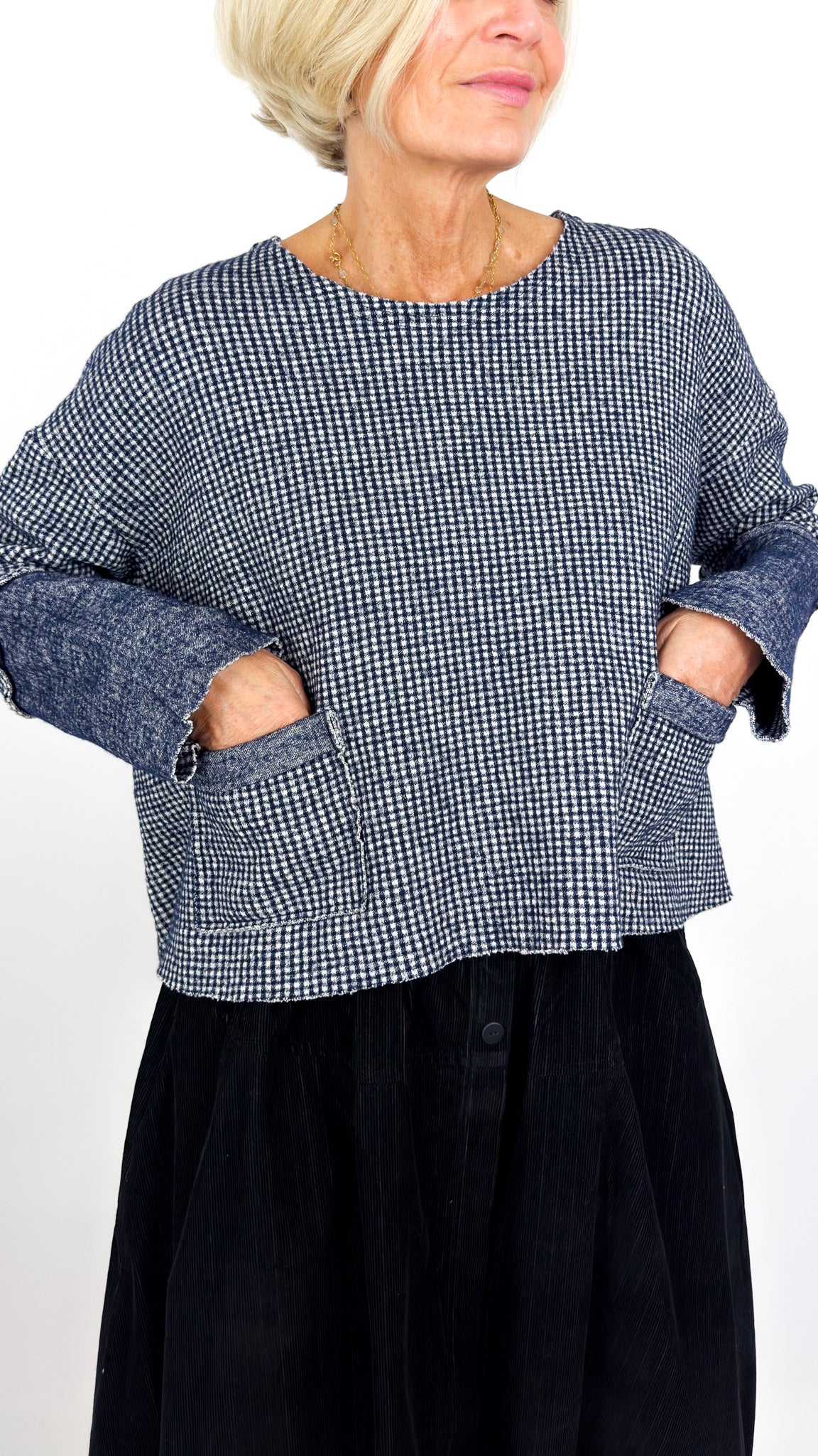 Barbara Lang VICI XXIV Blouse Navy Gingham