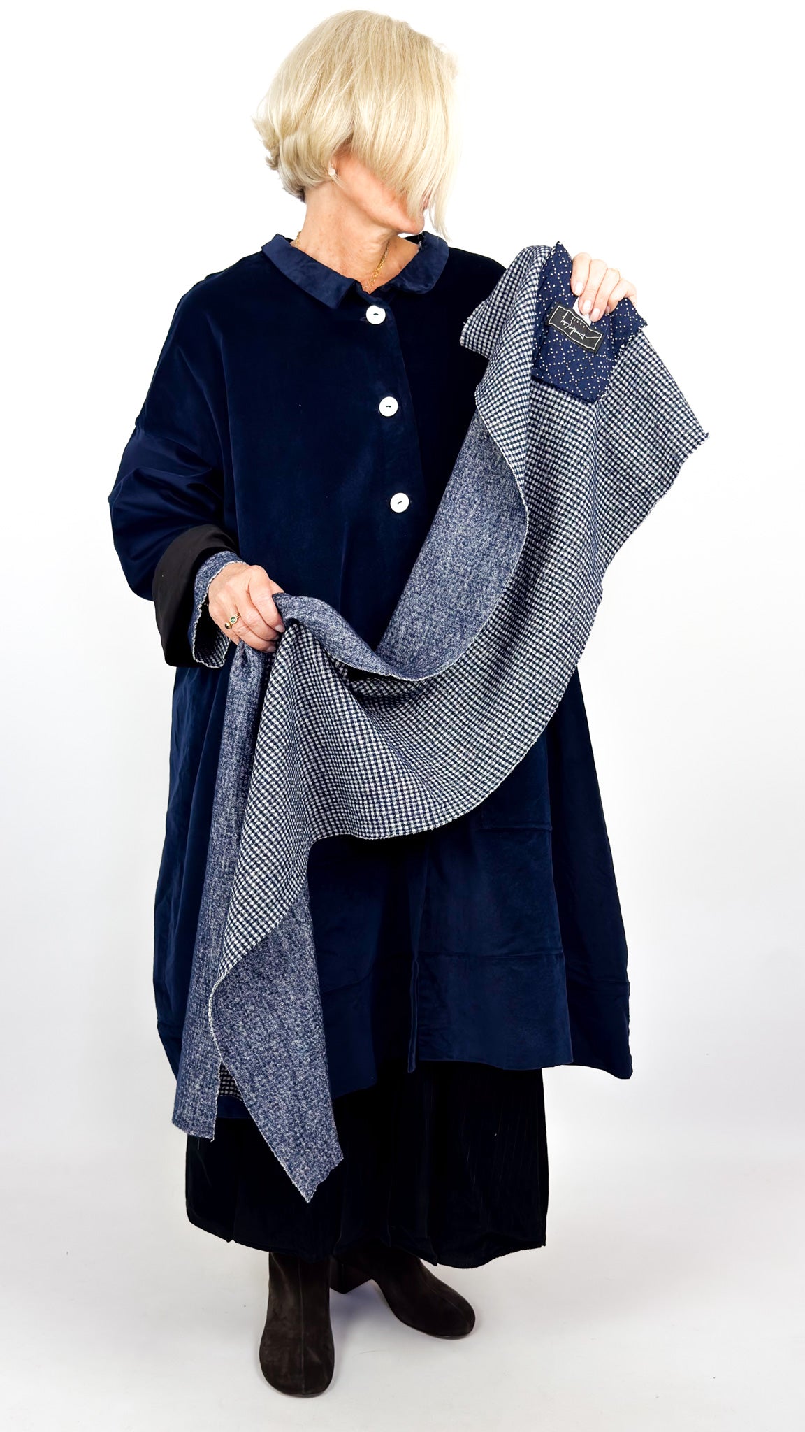 Barbara Lang VICI XXX Scarf Navy Gingham