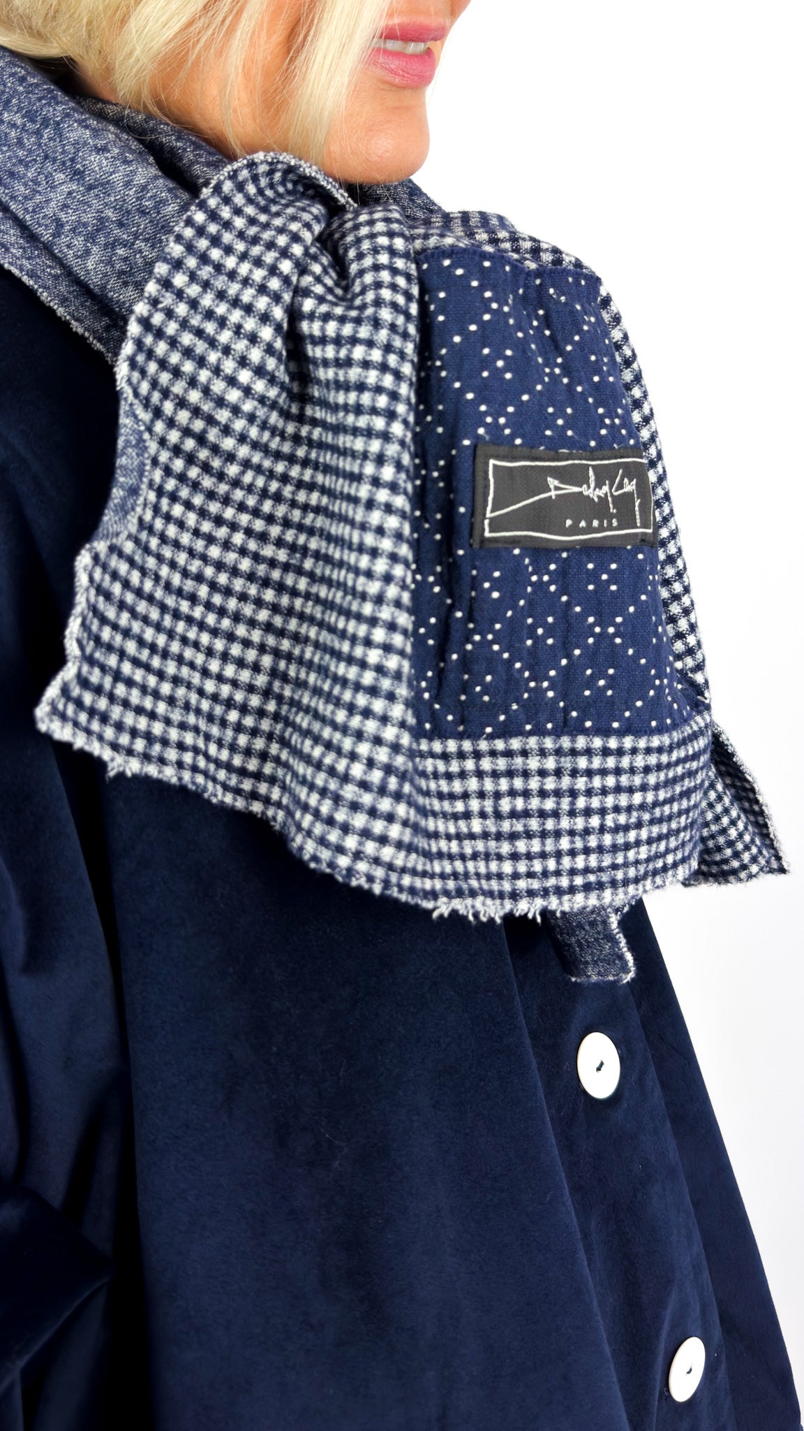 Barbara Lang VICI XXX Scarf Navy Gingham