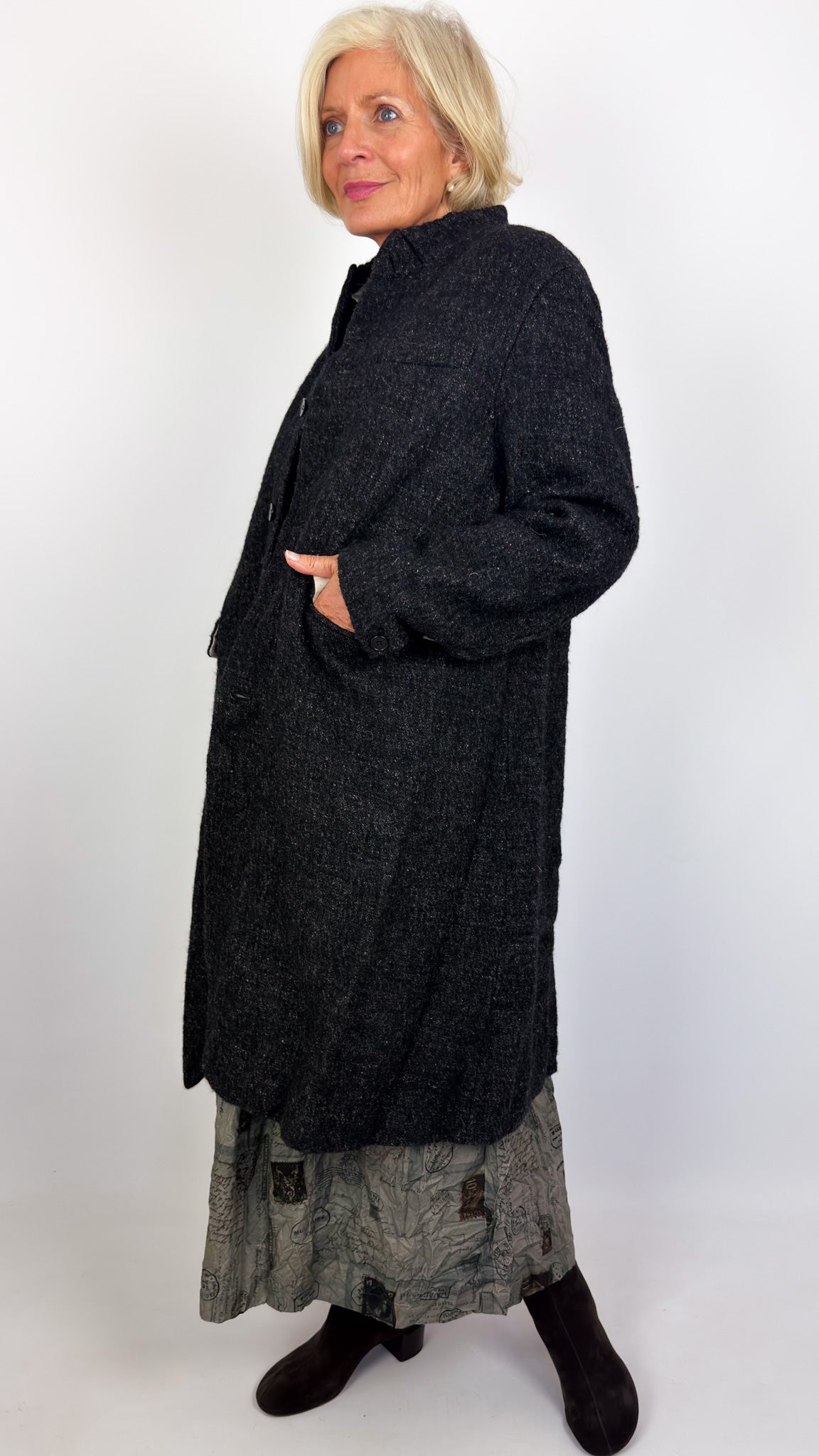 Pas De Calais 9392 Chesterfield Coat Charcoal