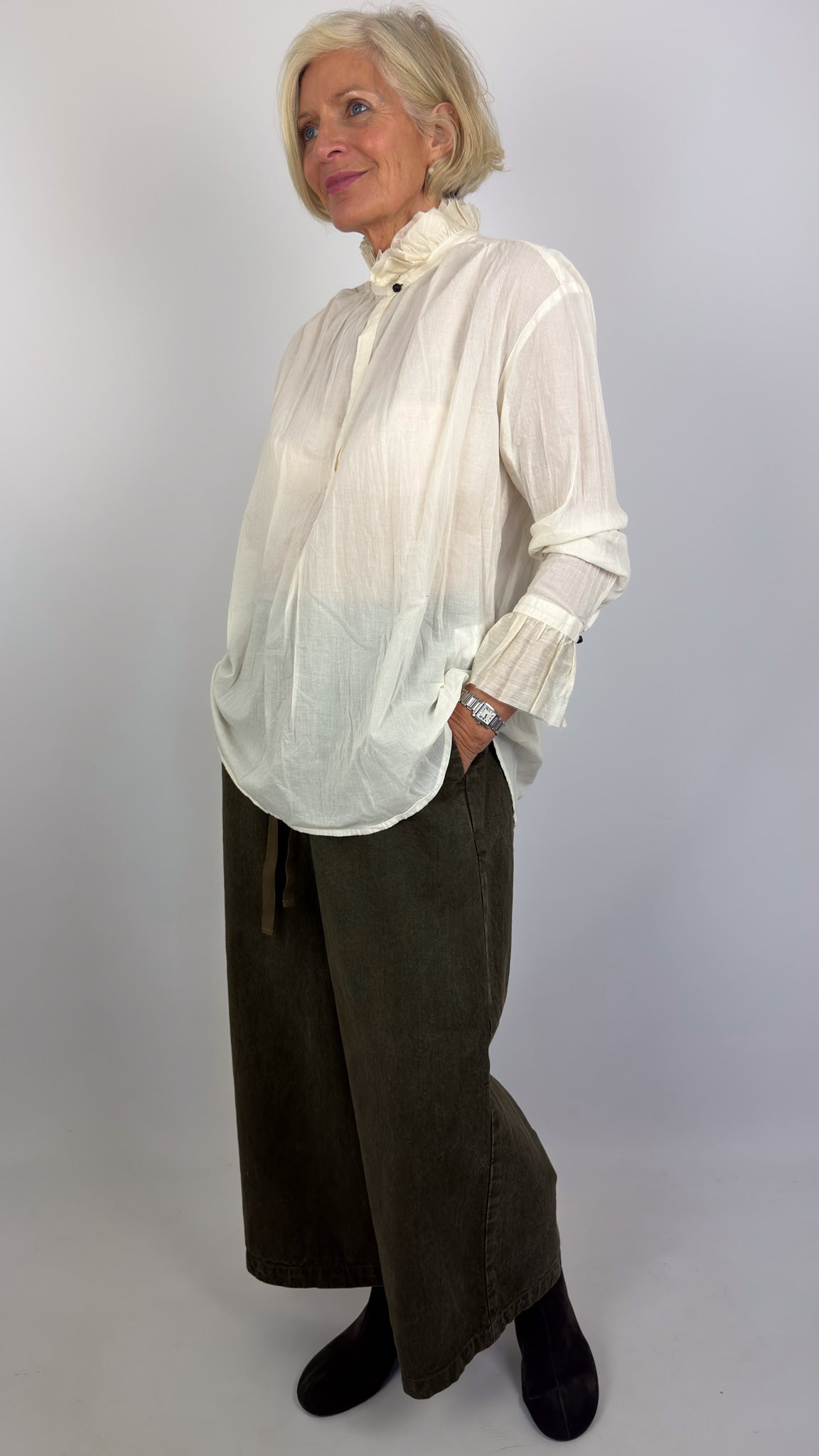 Pas De Calais 6862 Ruffle Blouse Natural