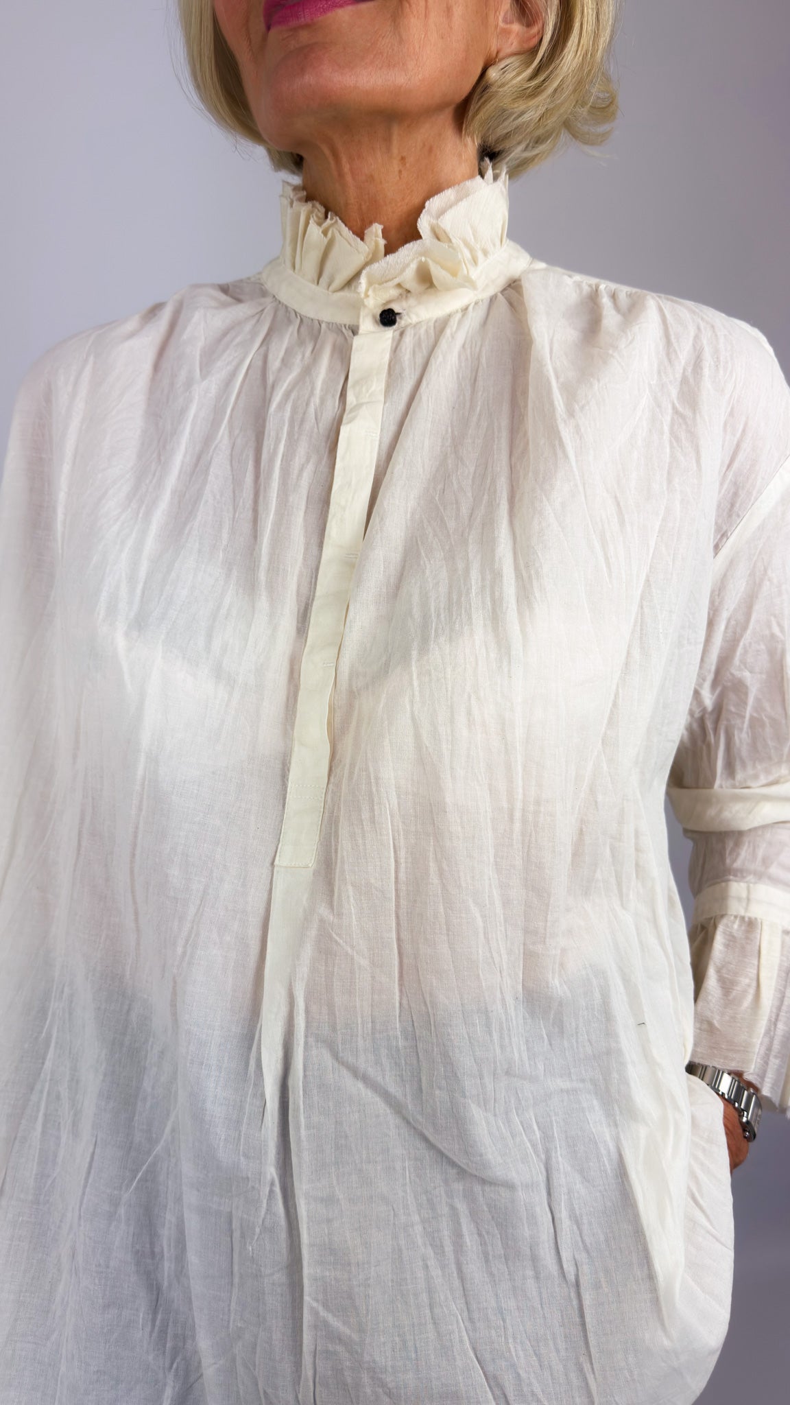 Pas De Calais 6862 Ruffle Blouse Natural