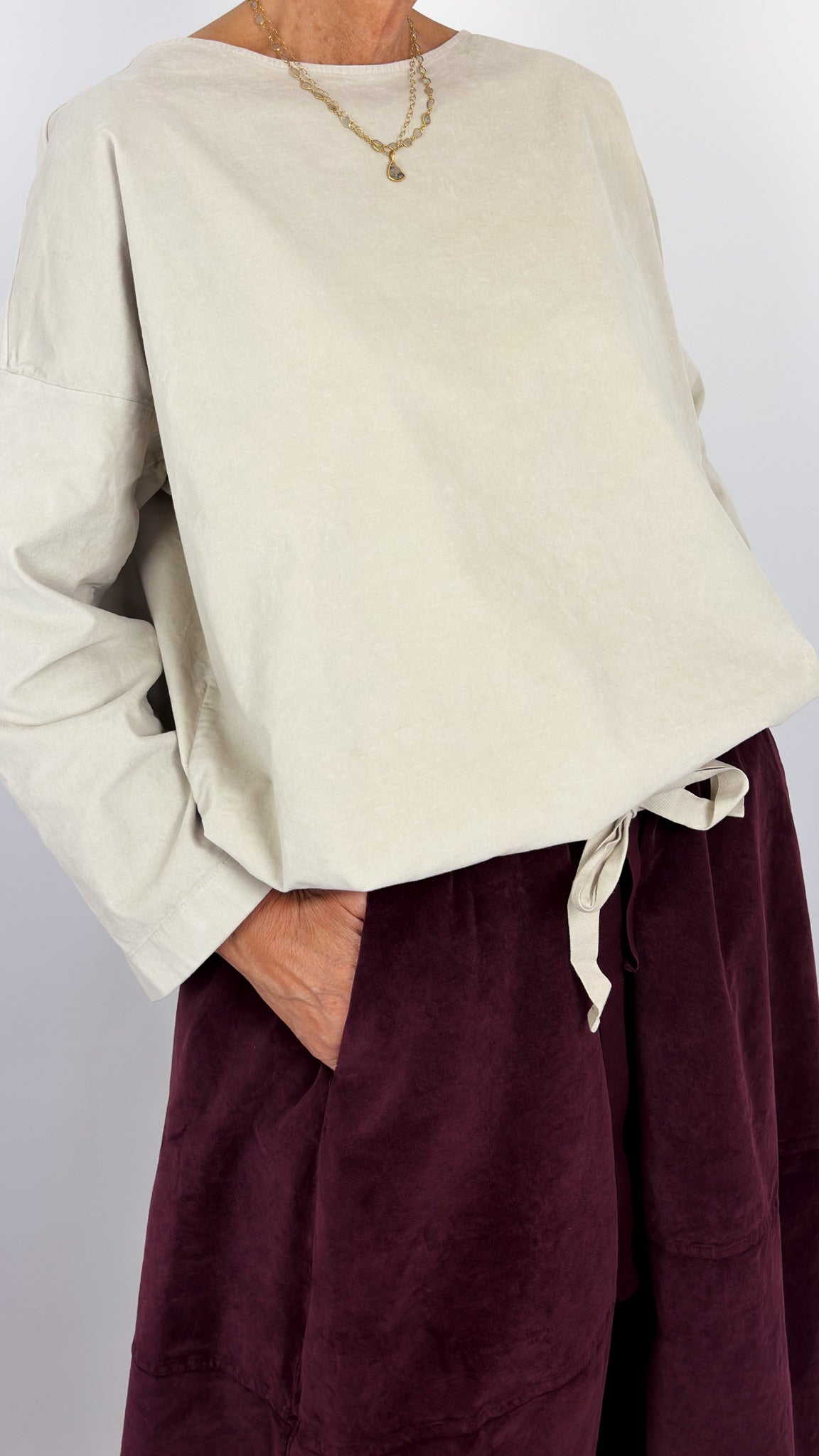 Album Di Famiglia V Drawstring Blouse Oatmeal