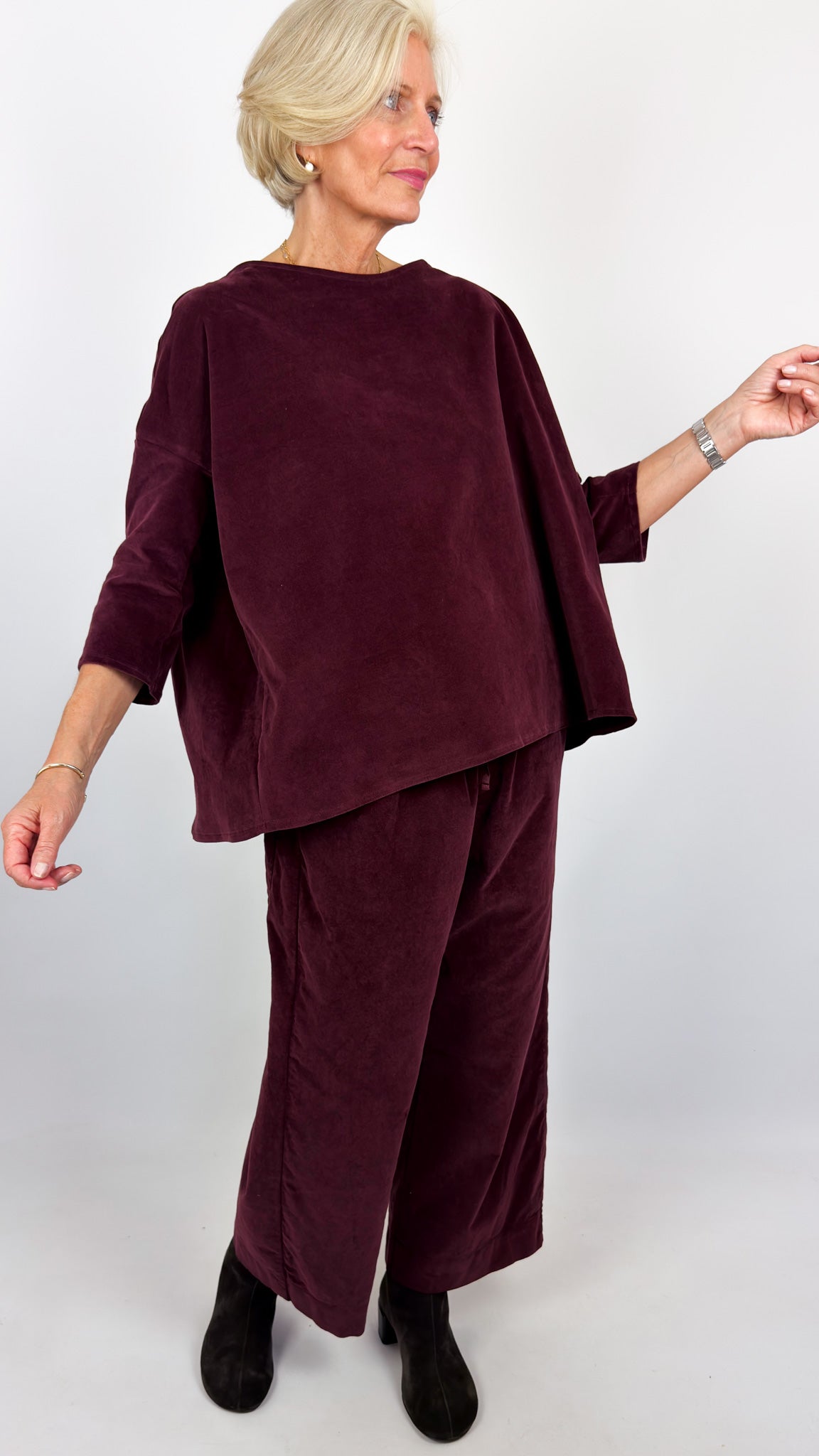 Album Di Famiglia Boatneck V Blouse Wine