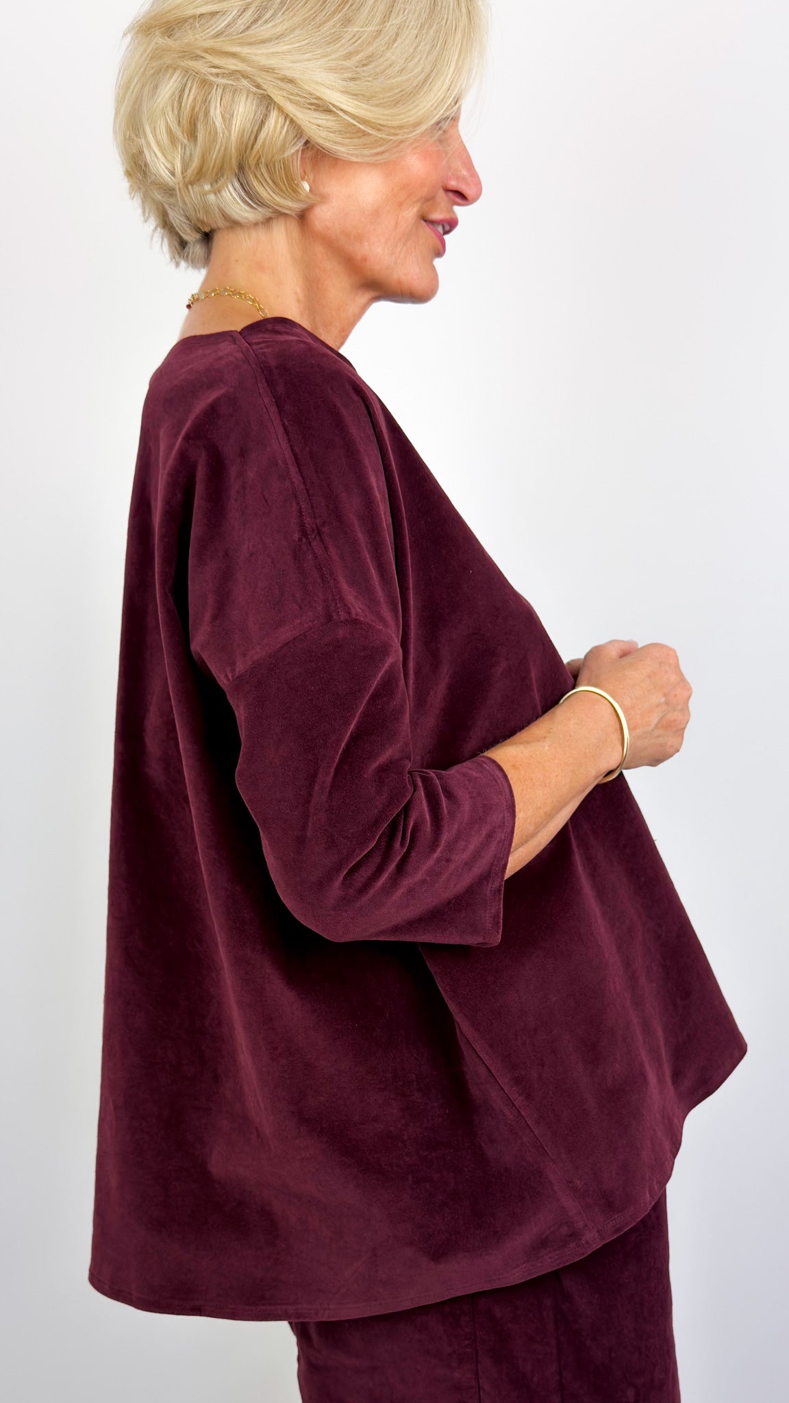 Album Di Famiglia Boatneck V Blouse Wine